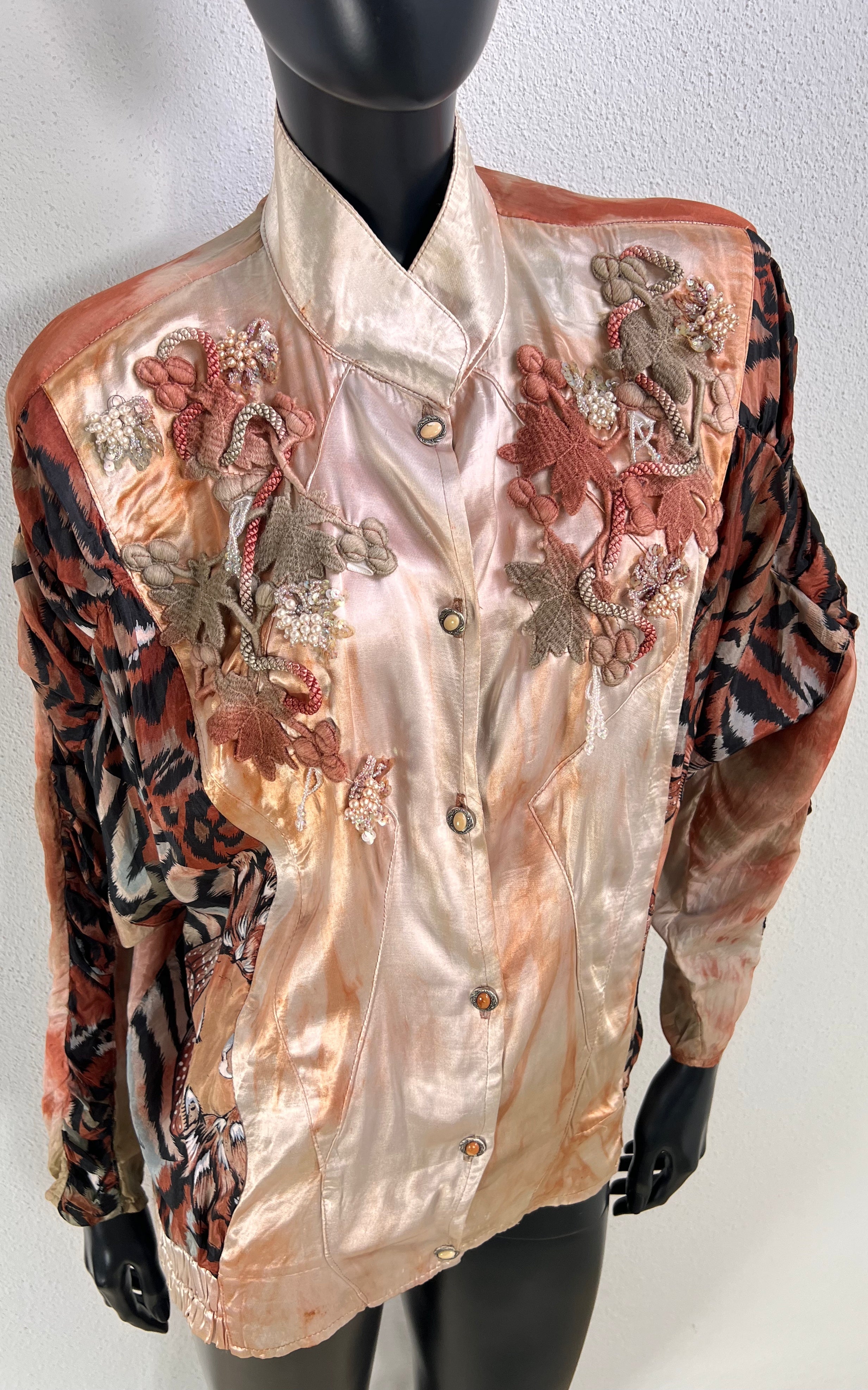 Vintage 80s Silk Embroidery Jacket
