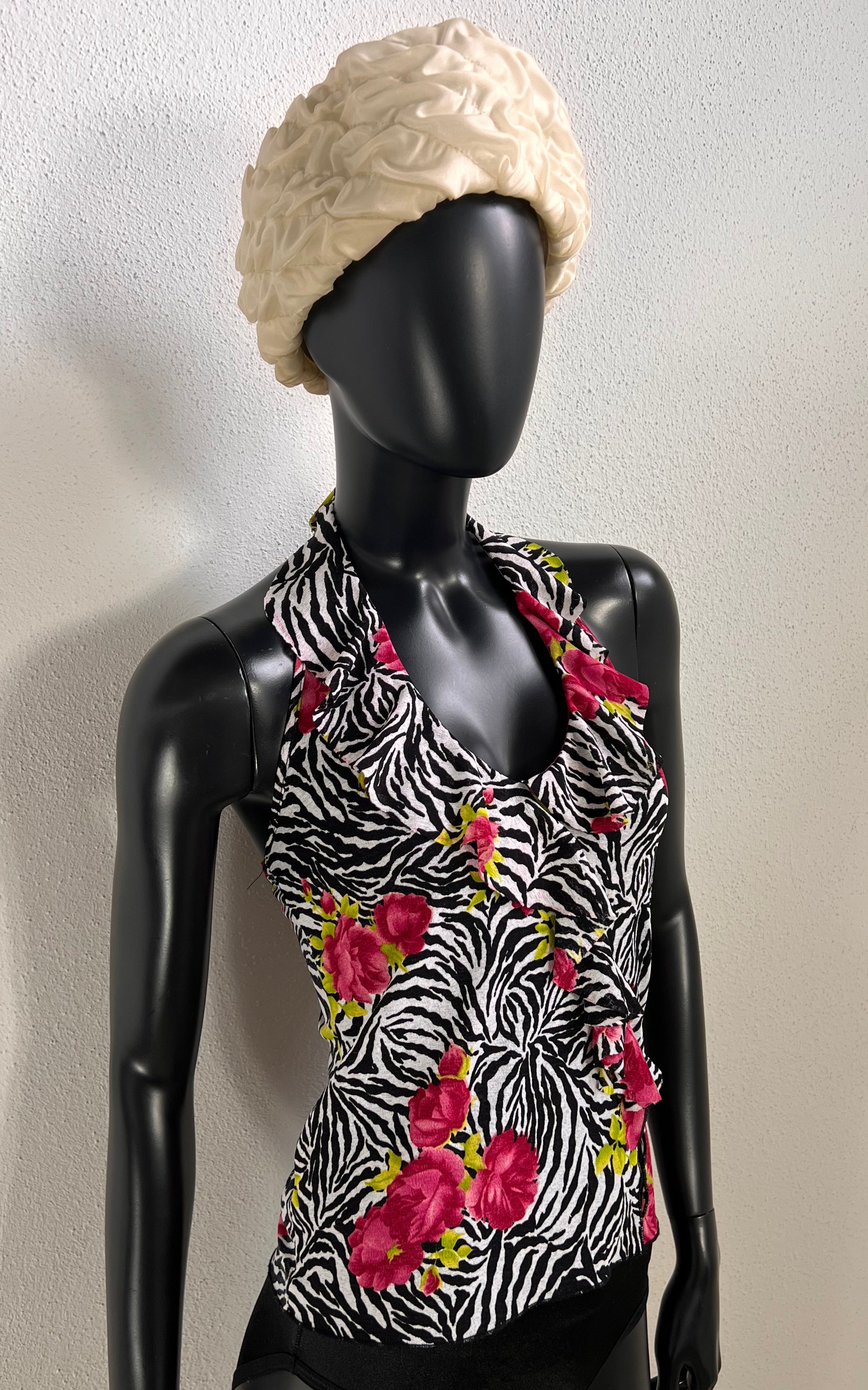 Vintage Morgan de Toi Mesh Zebra Ruffle Top