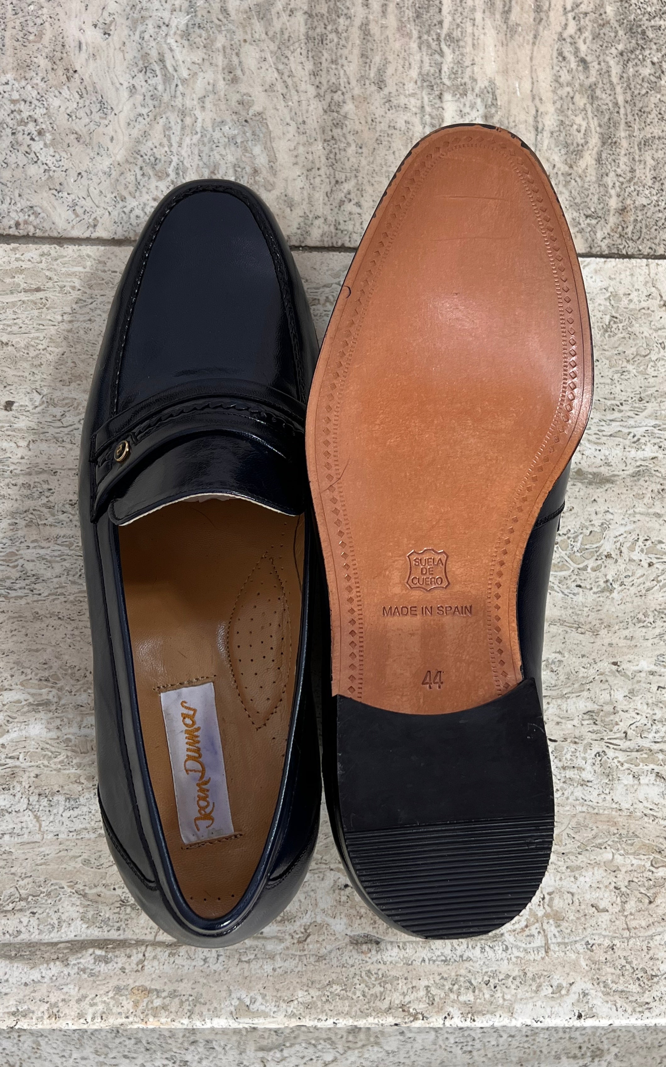 Vintage MENS Jean Dumas Navy Blue Leather Loafers 44