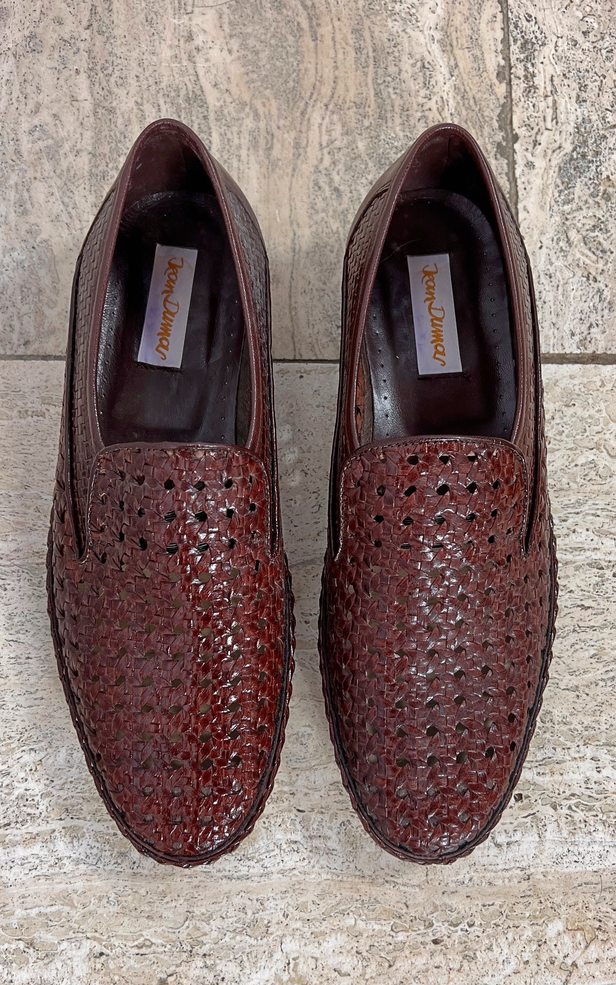 Vintage MENS Jean Dumas Handwoven Leather Loafers 44,5