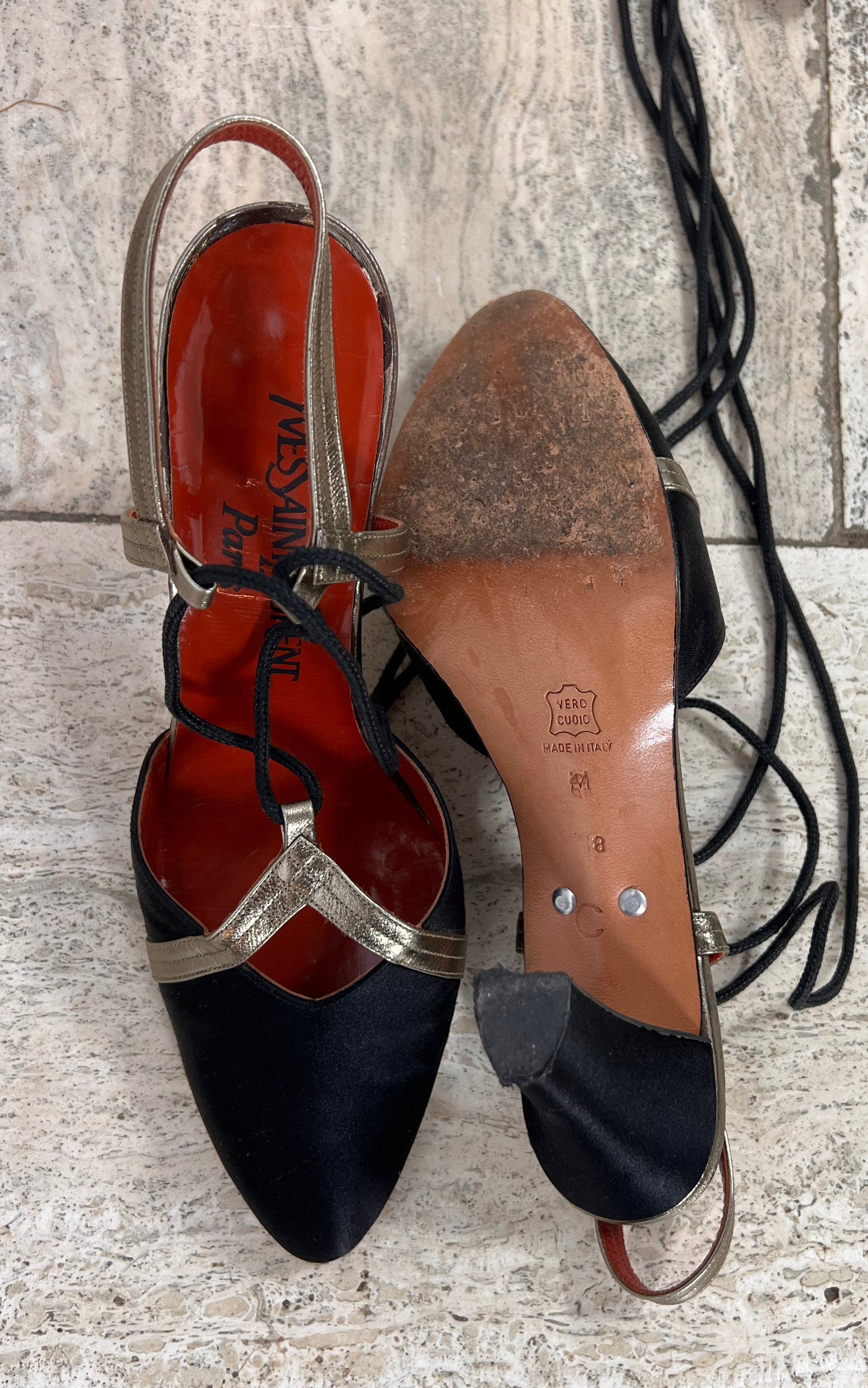 Vintage Yves Saint Laurent Silk Satin Heels 39/38