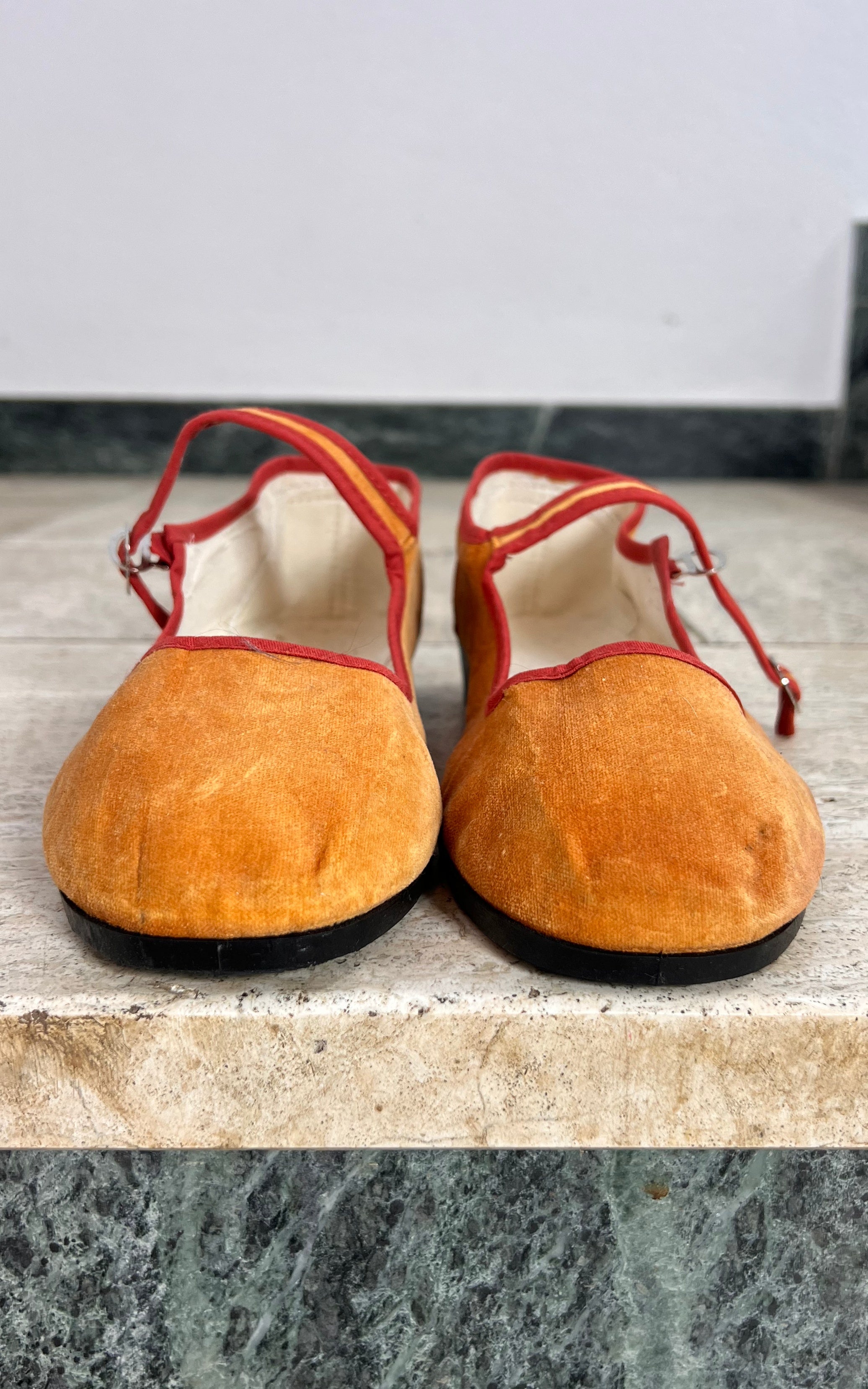 Vintage 90s Velvet Chinese Ballet Flats 40