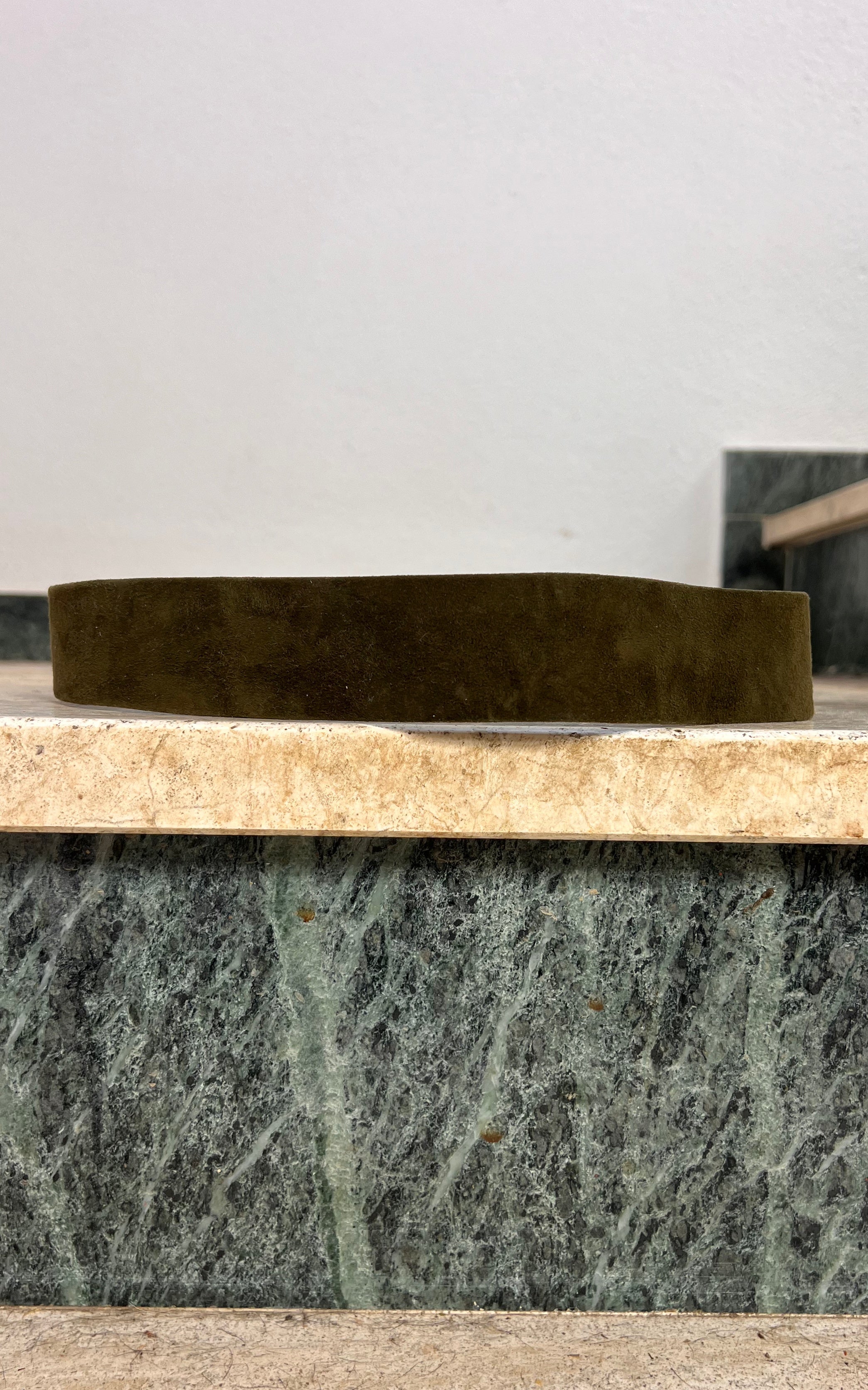 Vintage Suede Olive Peacock Belt
