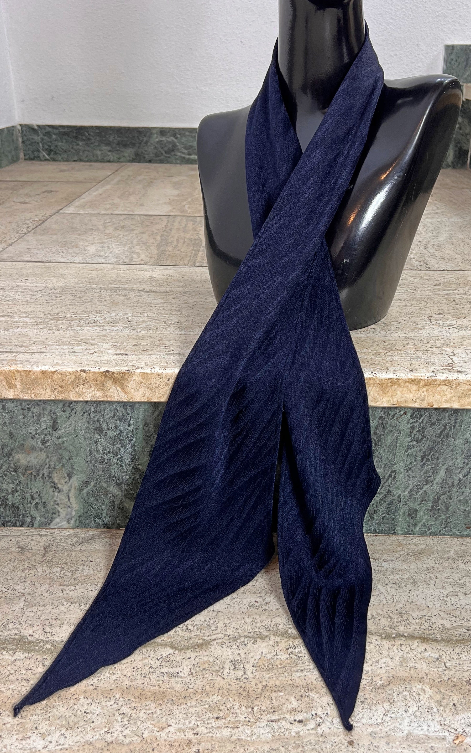 Vintage Navy Blue Skinny Scarf
