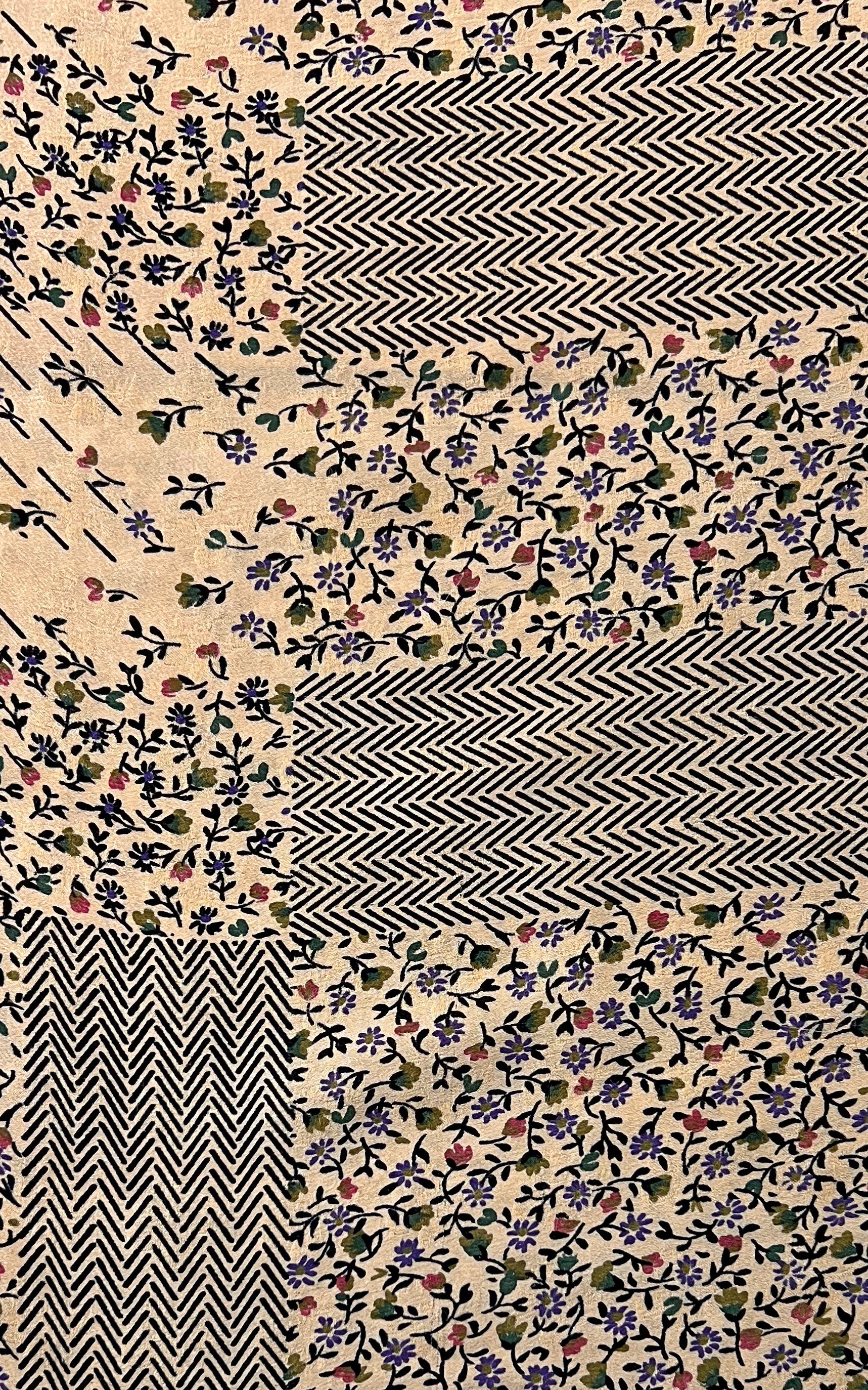 Vintage 70s Floral Gold Silk Foulard