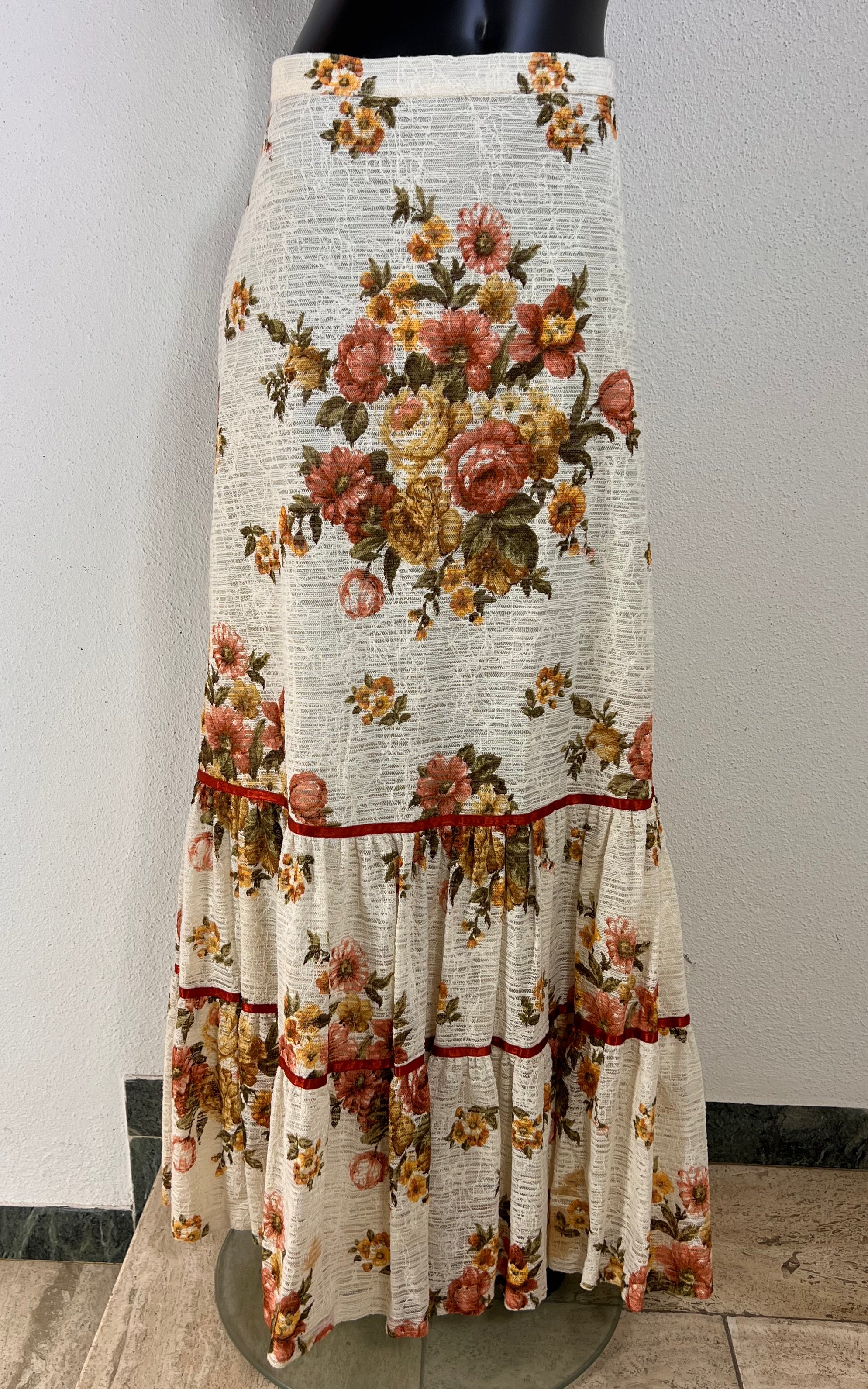 Vintage Romantic 70s Flower Skirt