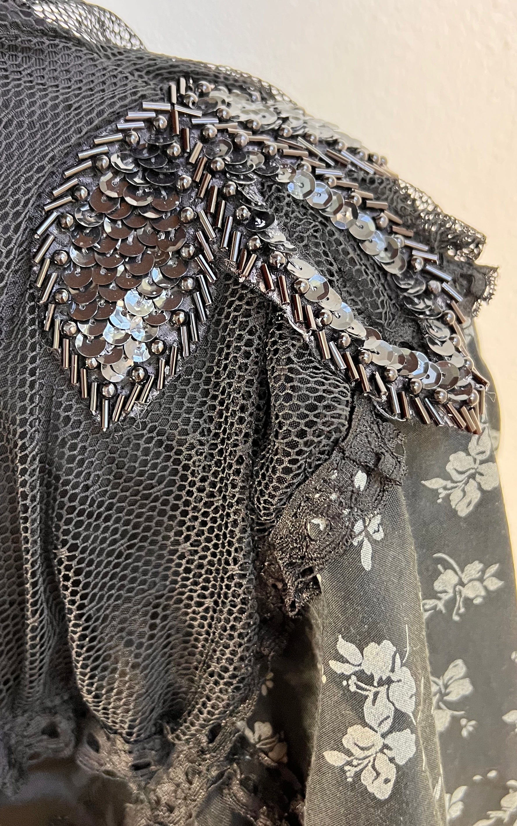Vintage 80s Black Romantic Tulle Blouse