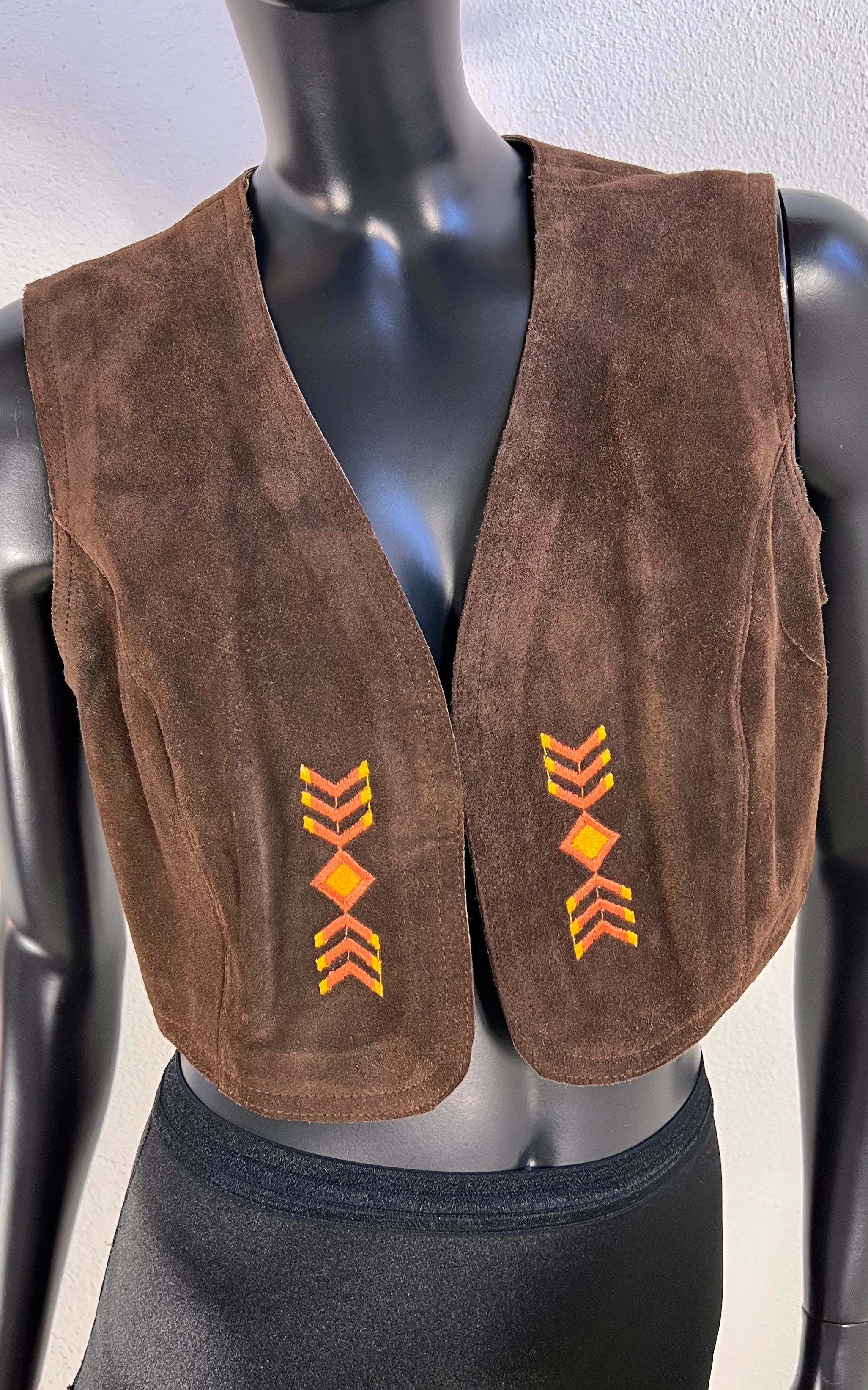 Vintage 70s Betty Barclay Leather Waistcoat