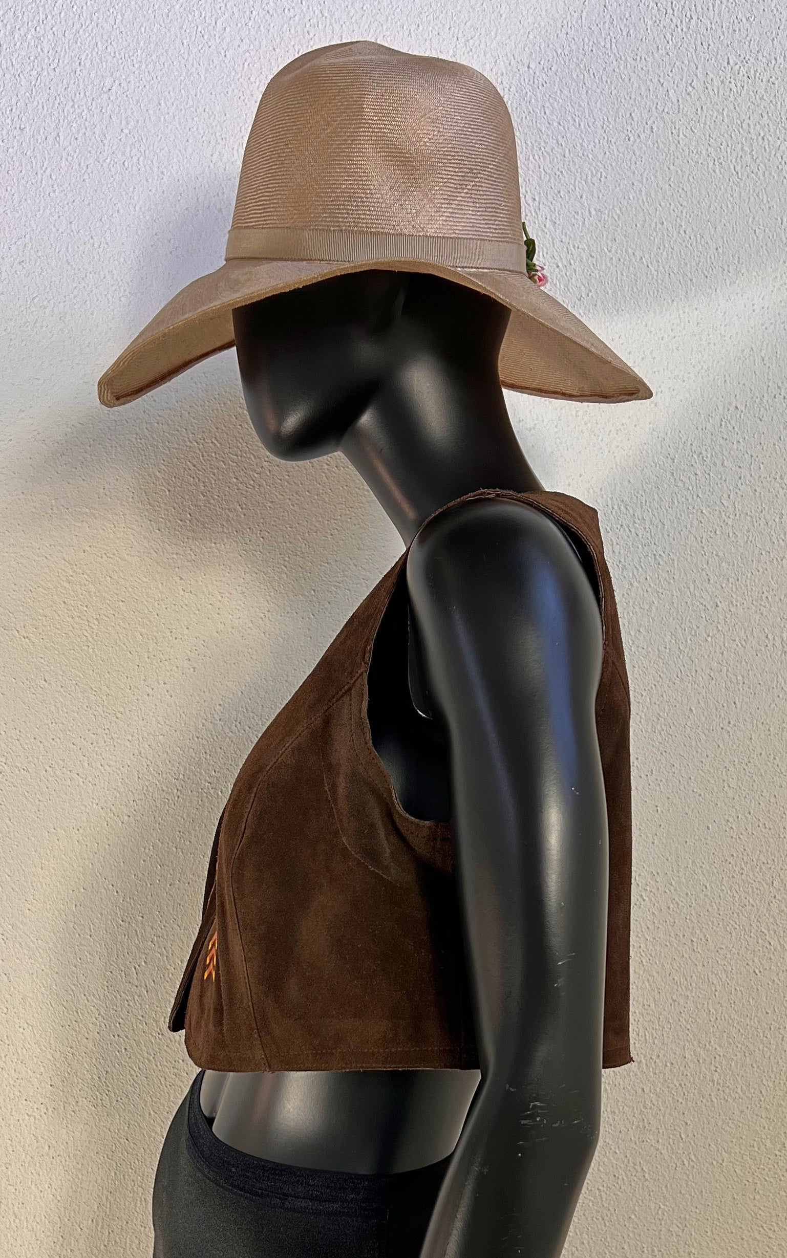 Vintage 70s Betty Barclay Leather Waistcoat