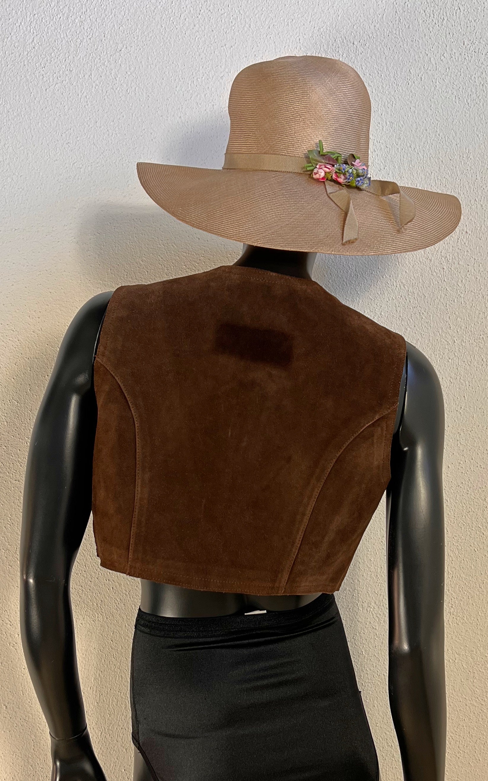 Vintage 70s Betty Barclay Leather Waistcoat