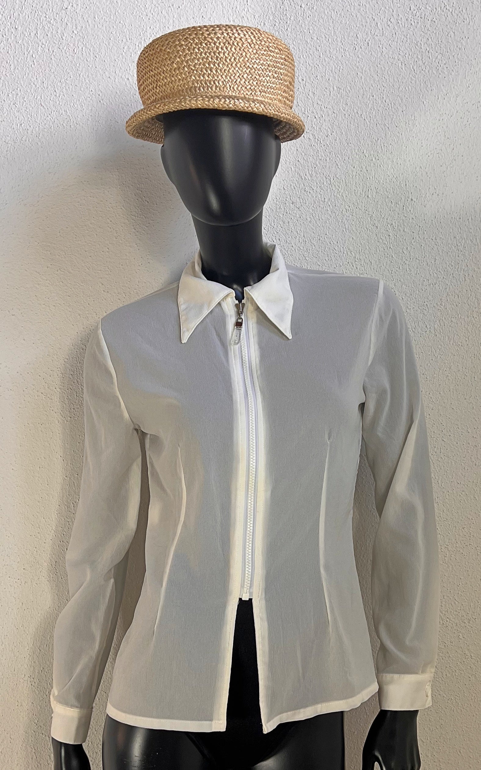 Vintage 90s Romans Semi Sheer Zip Blouse