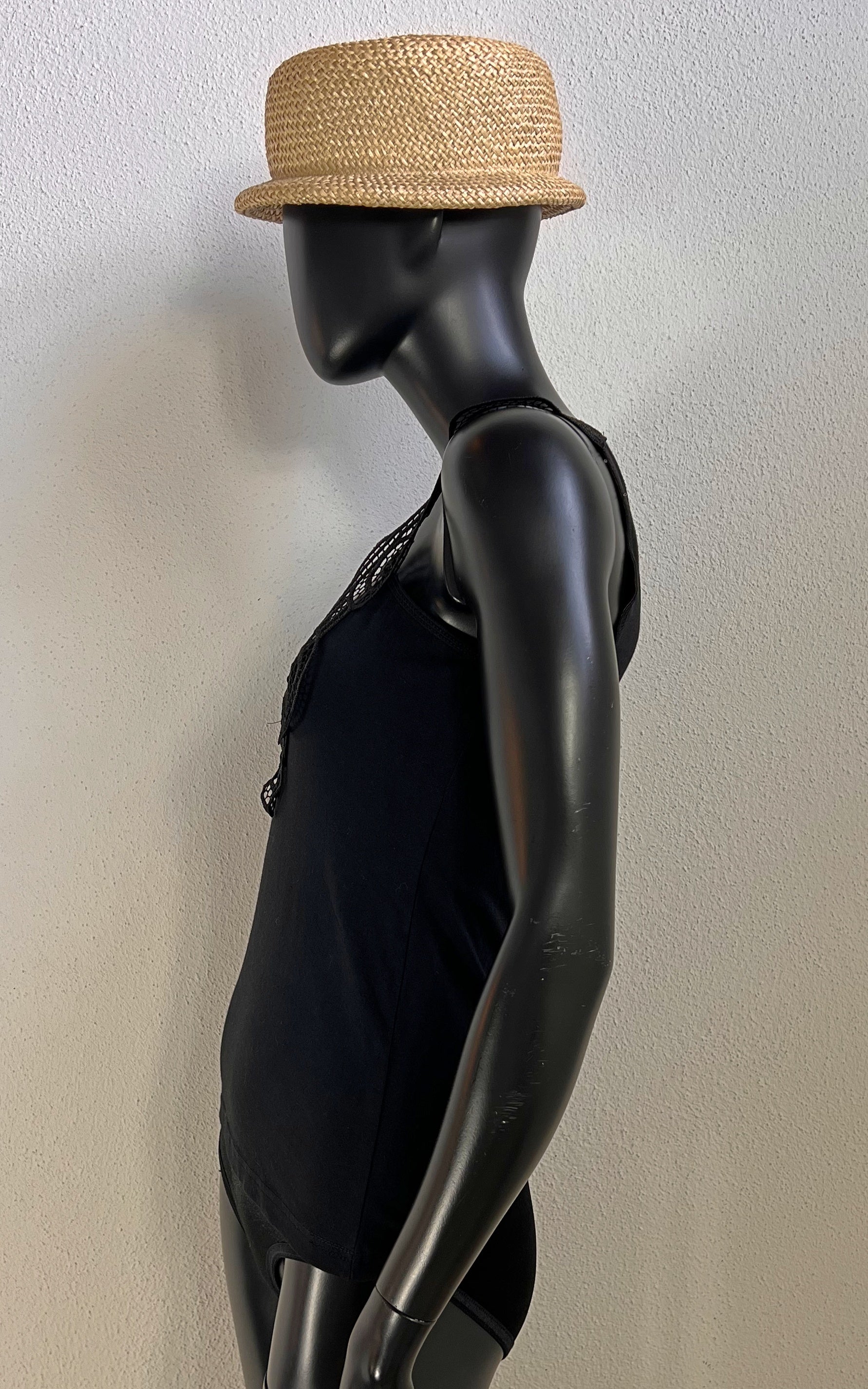 Vintage Black Crochet Trim Tank Top