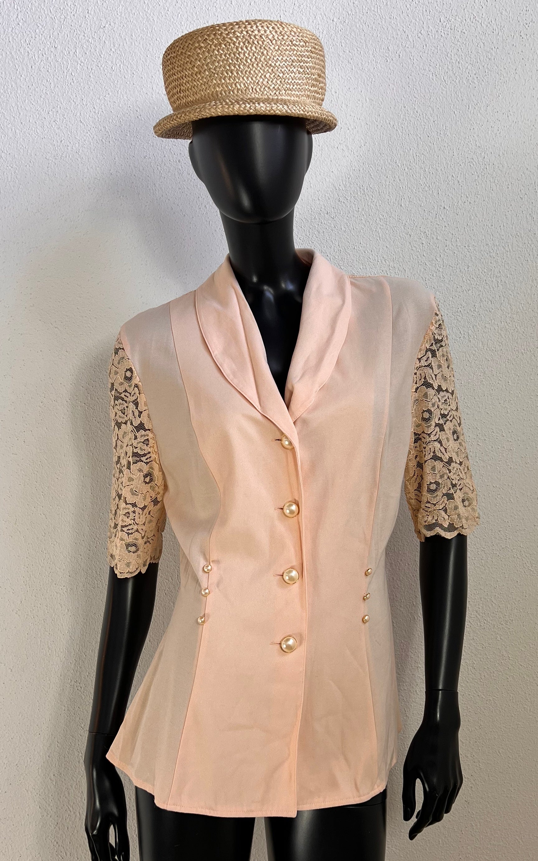 Vintage Soft Pink Lace Blouse