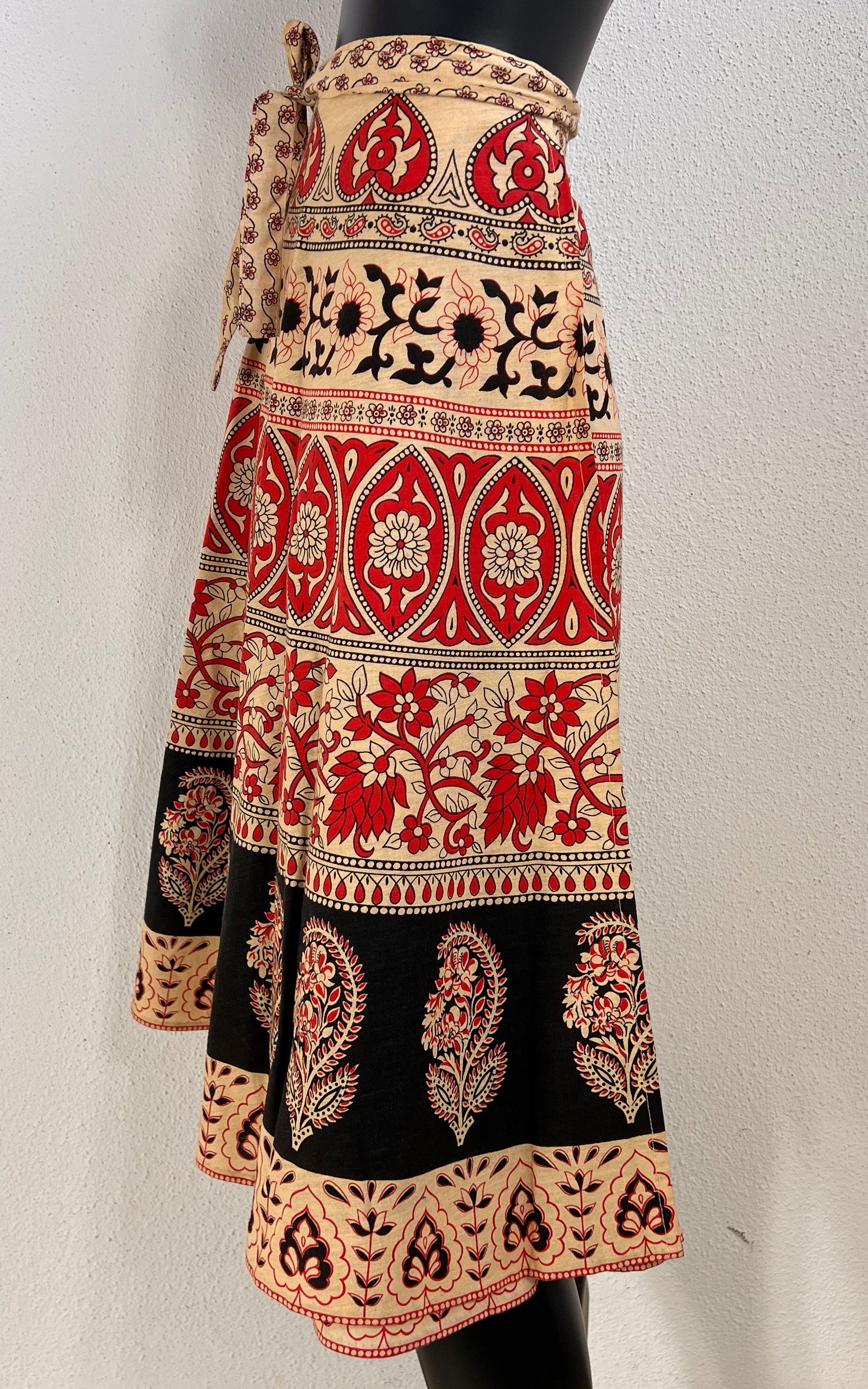Vintage 70s Block Print Wrap Skirt