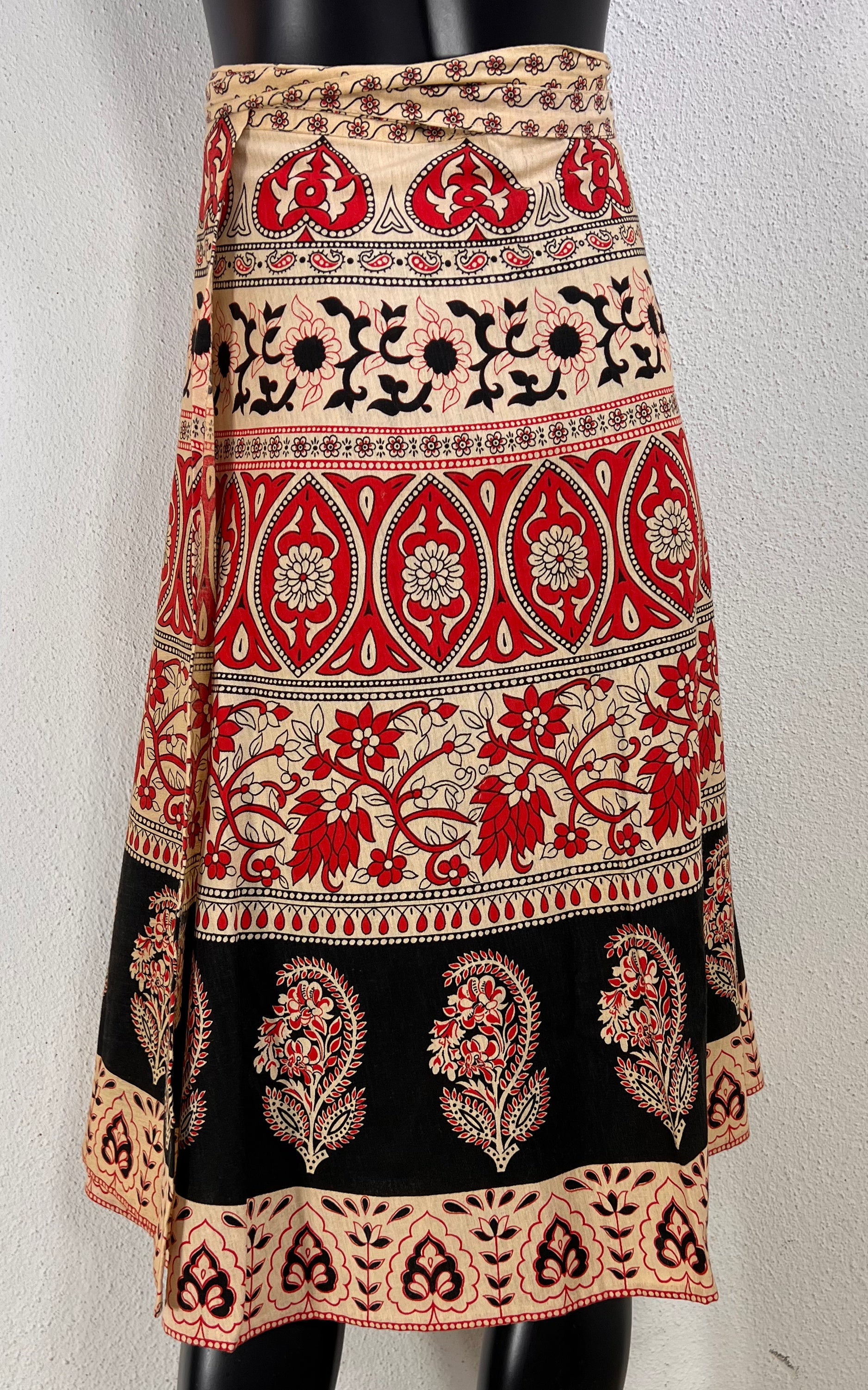 Vintage 70s Block Print Wrap Skirt
