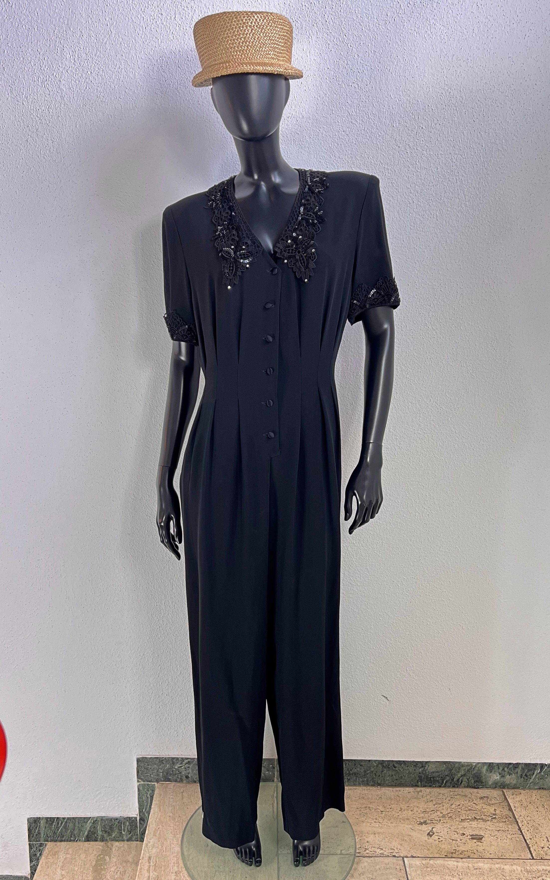 Vintage Chou Chou Overall with Beaded Lace Details