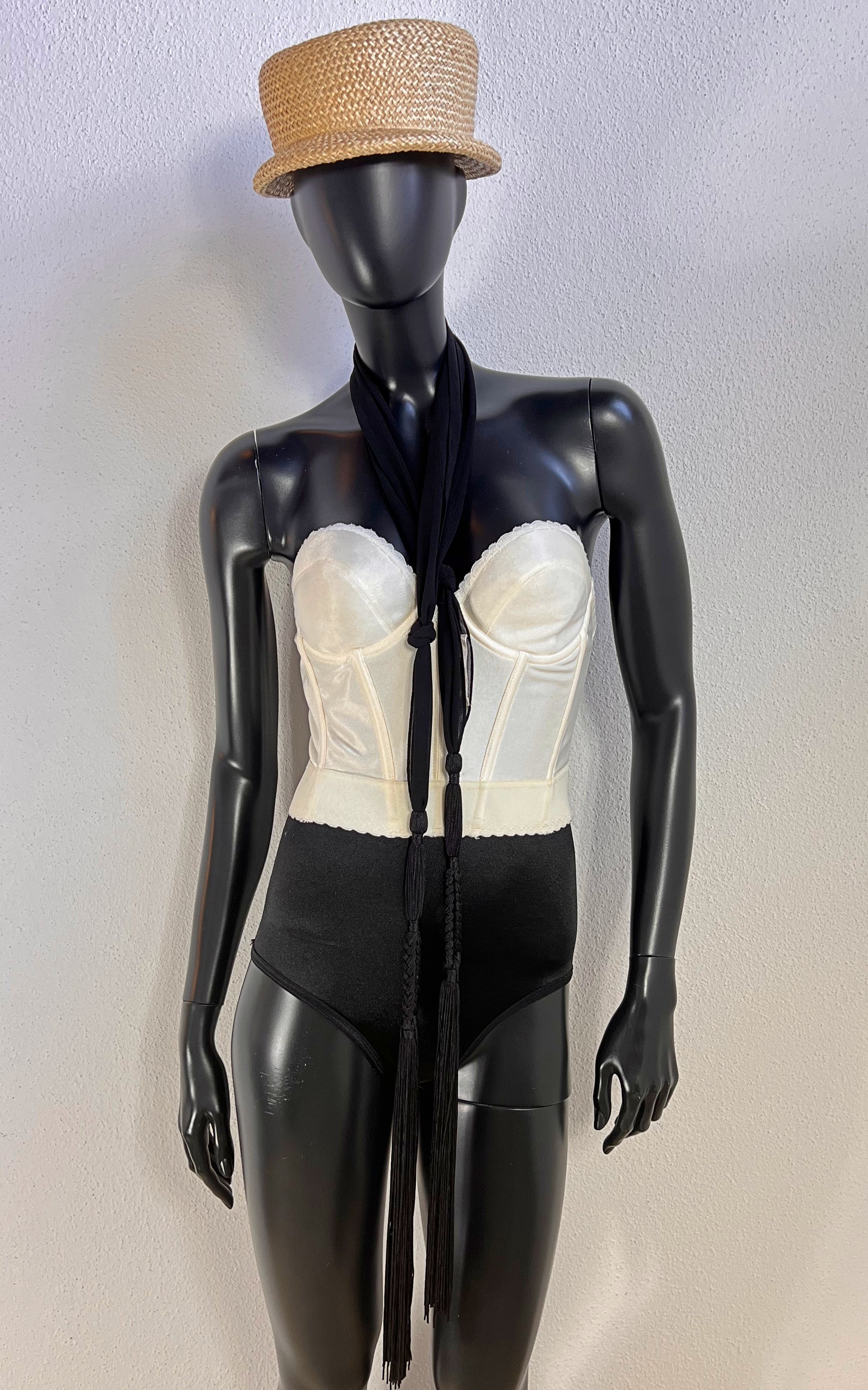 Vintage She Tassel Skinny Scarf Black