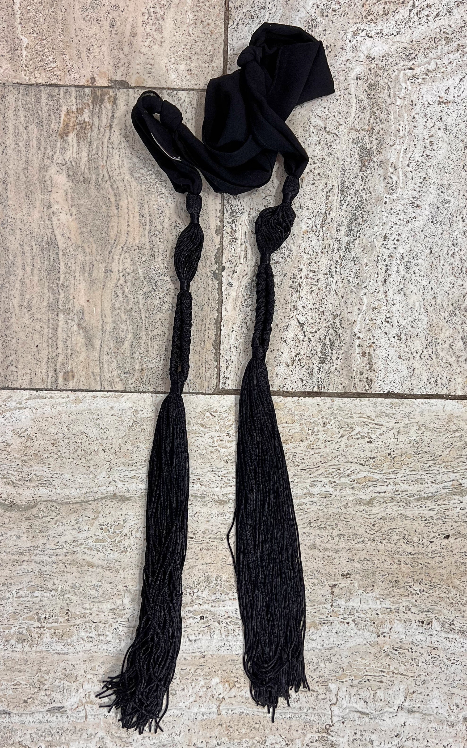 Vintage She Tassel Skinny Scarf Black
