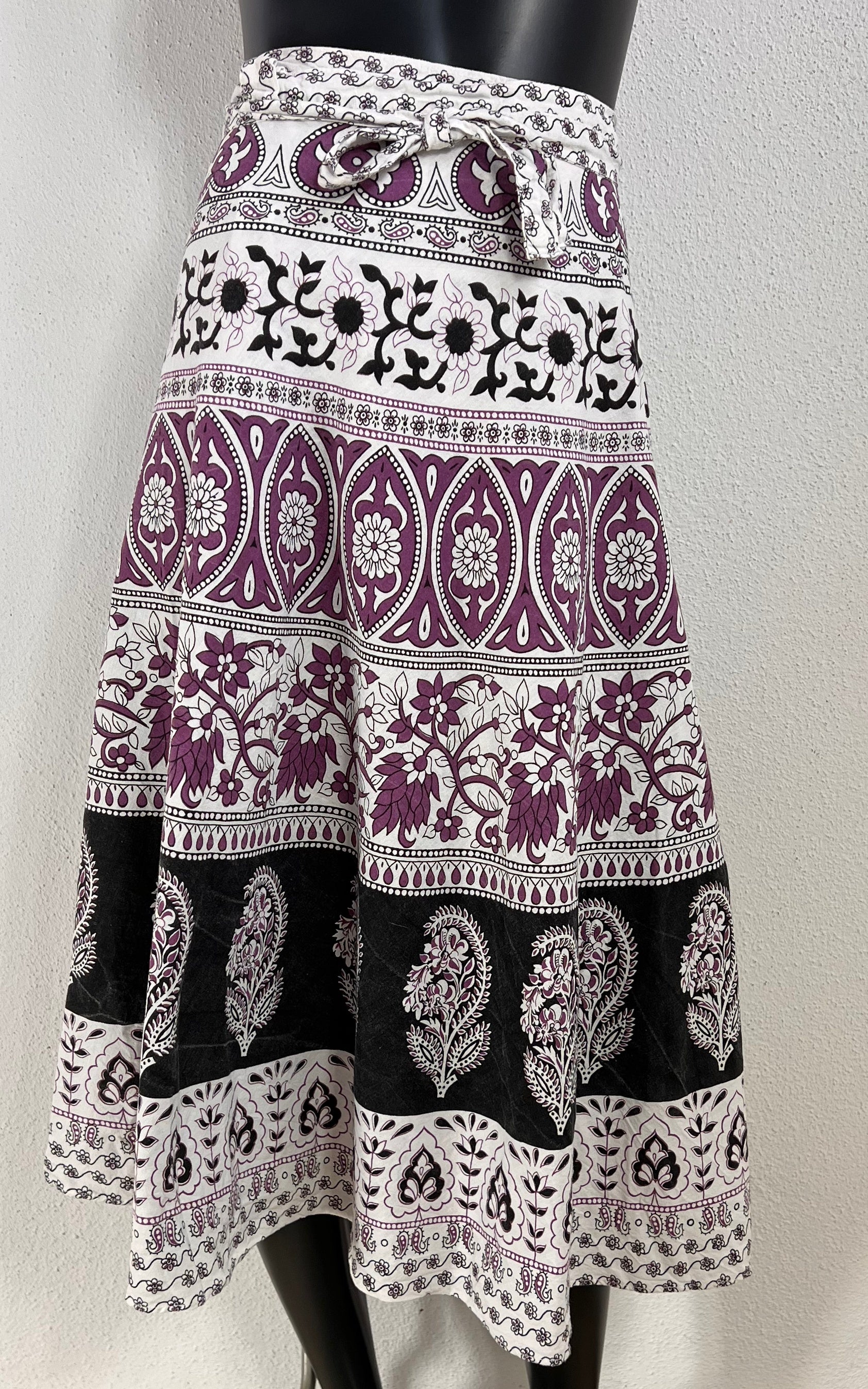 Vintage 70s Block Print Wrap Skirt
