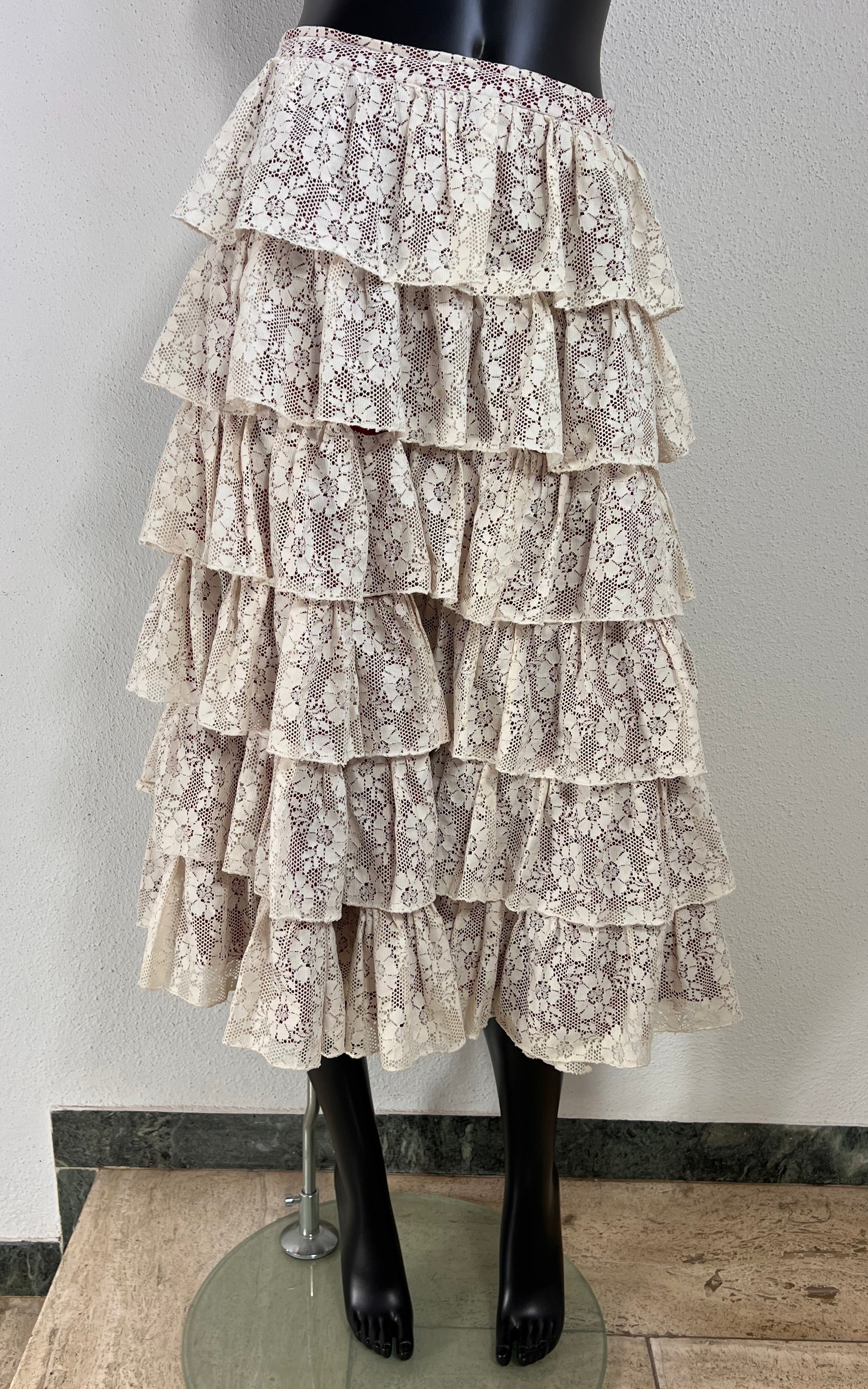 Vintage 70s Ruffle Lace Skirt