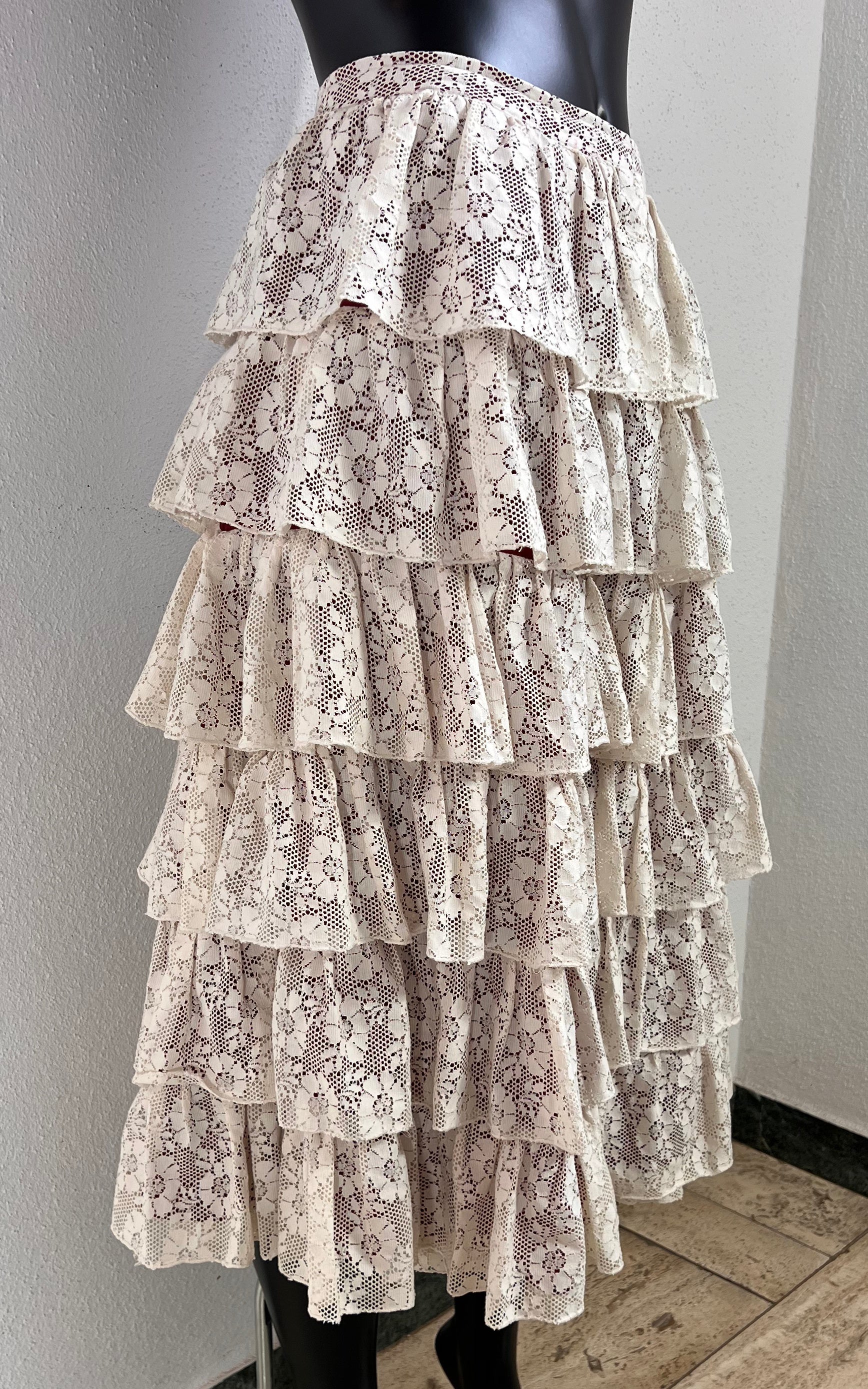 Vintage 70s Ruffle Lace Skirt