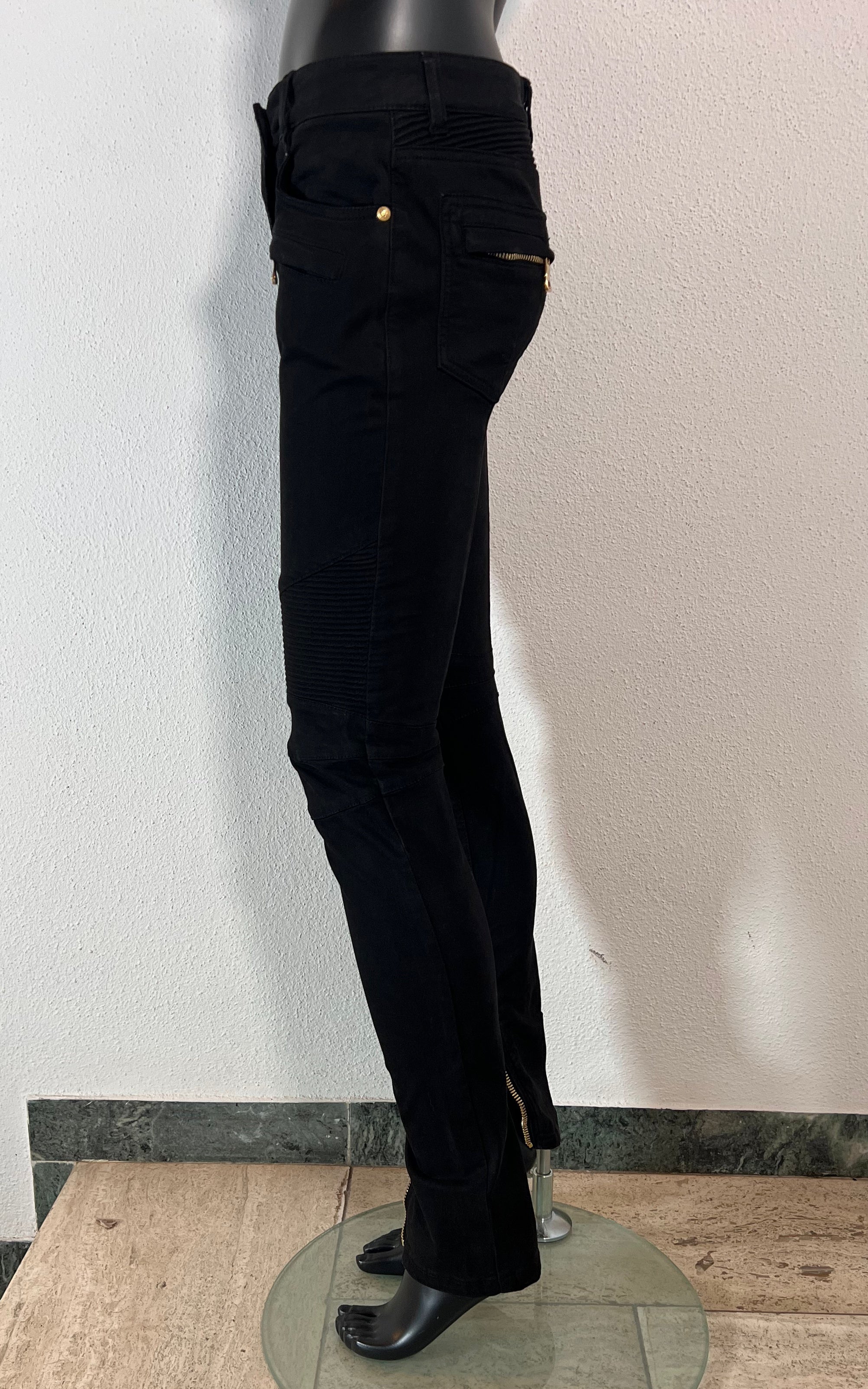 Vintage Balmain Biker Pants Black Denim