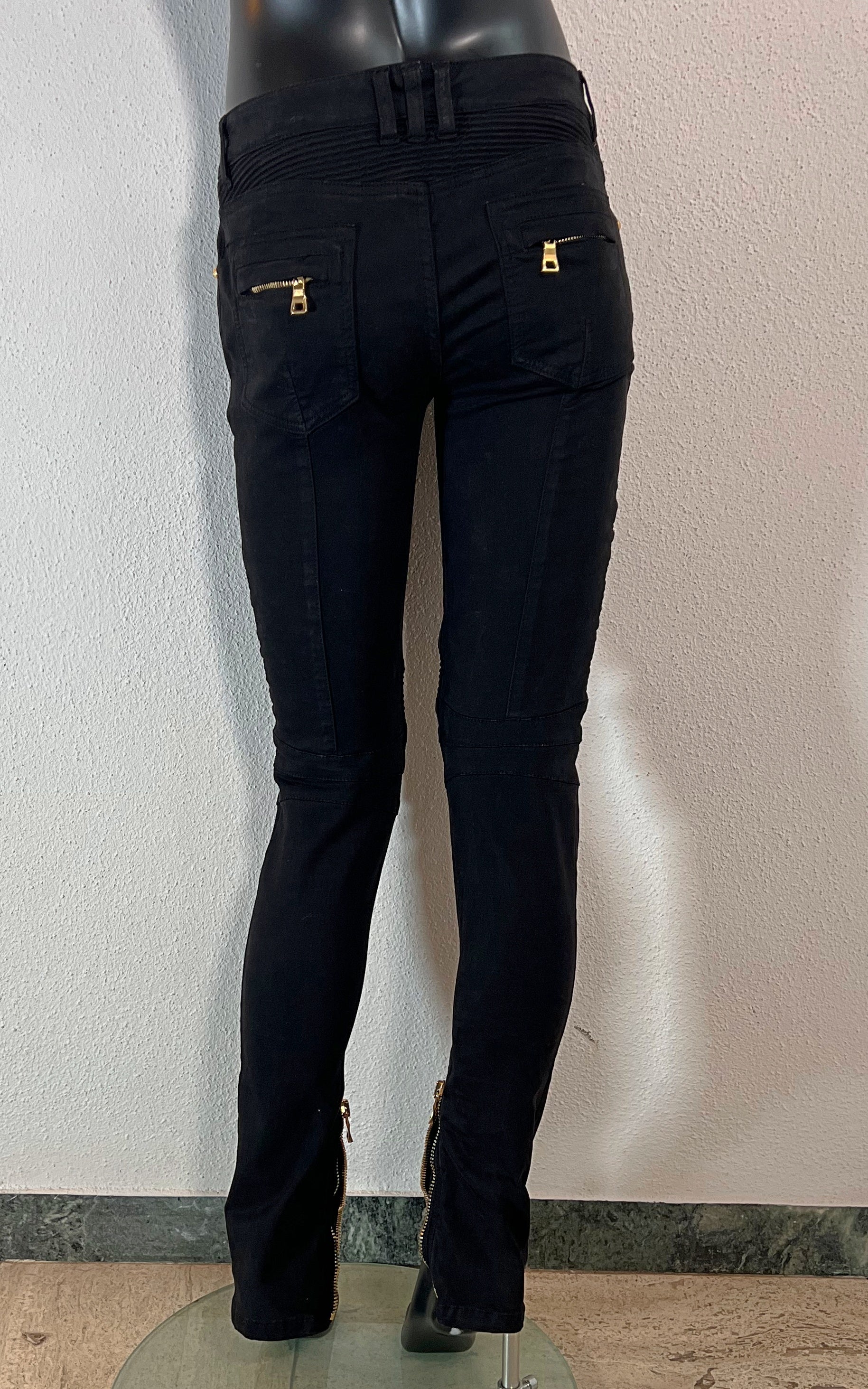 Vintage Balmain Biker Pants Black Denim