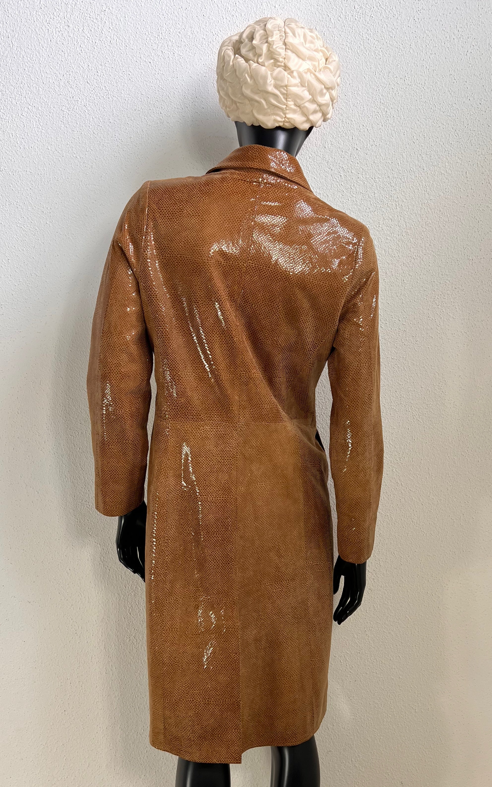 Vintage Shiny Real Leather Coat