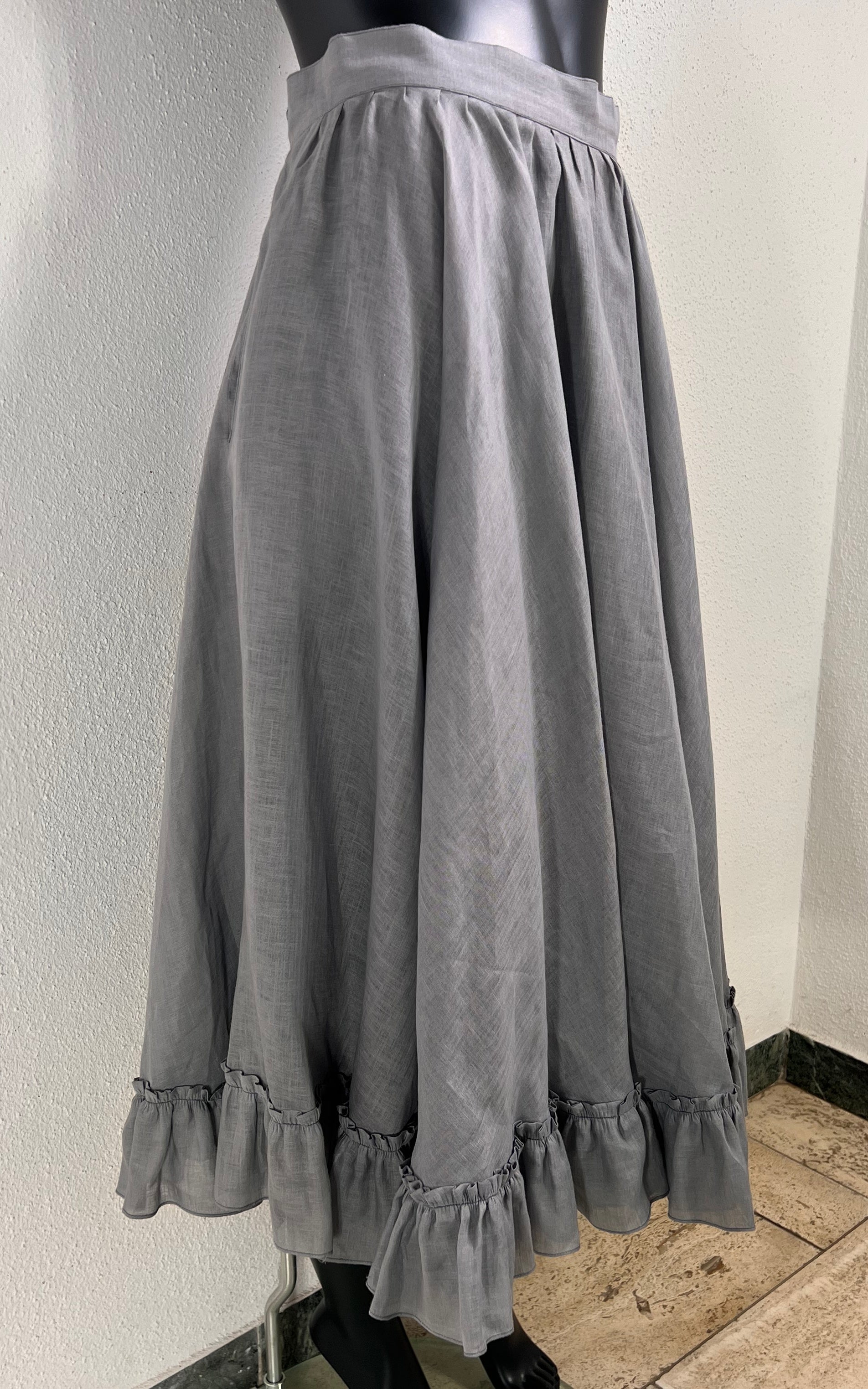 Vintage 80s Jil Sander Linen Ruffle Costume