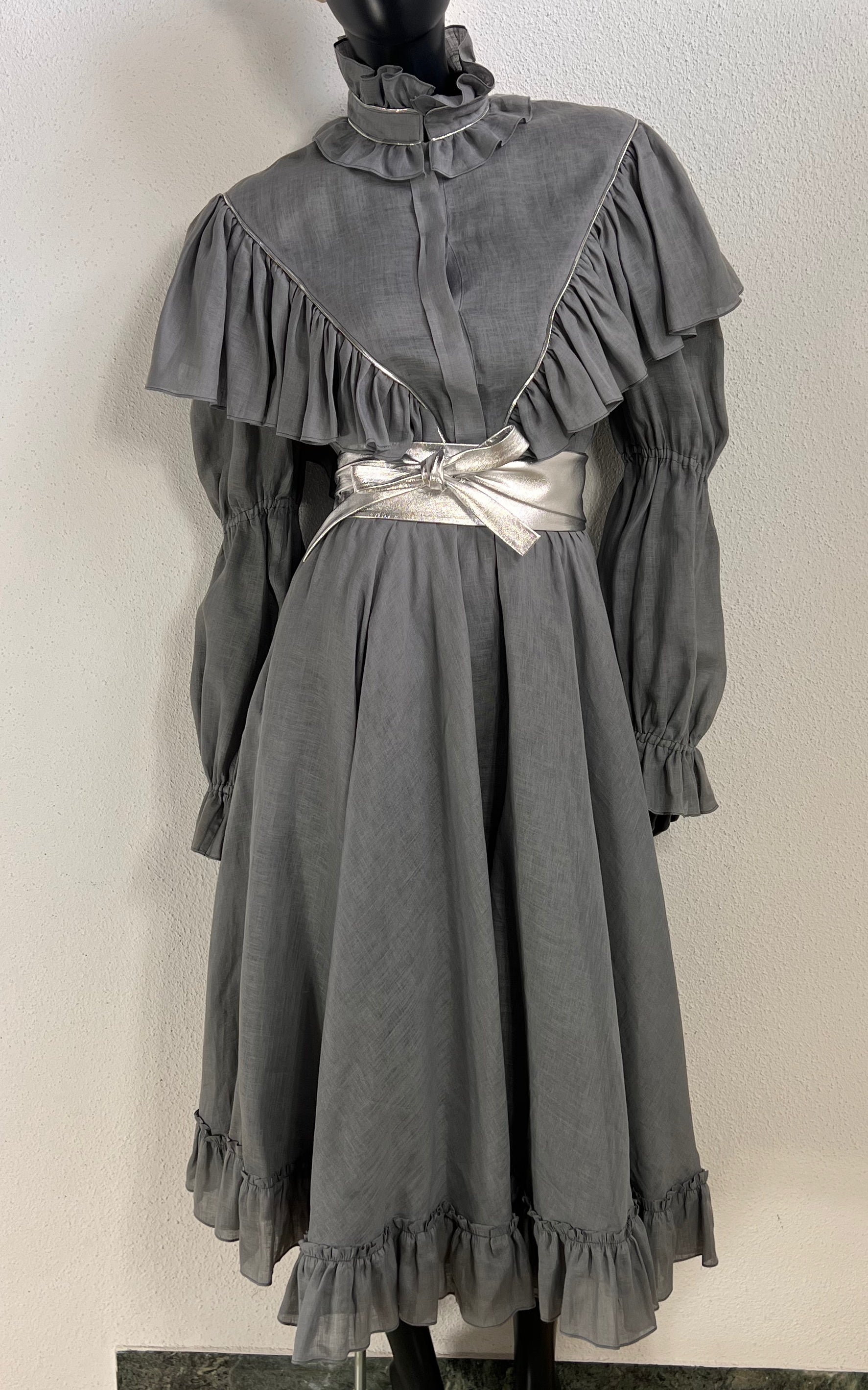 Vintage 80s Jil Sander Linen Ruffle Costume