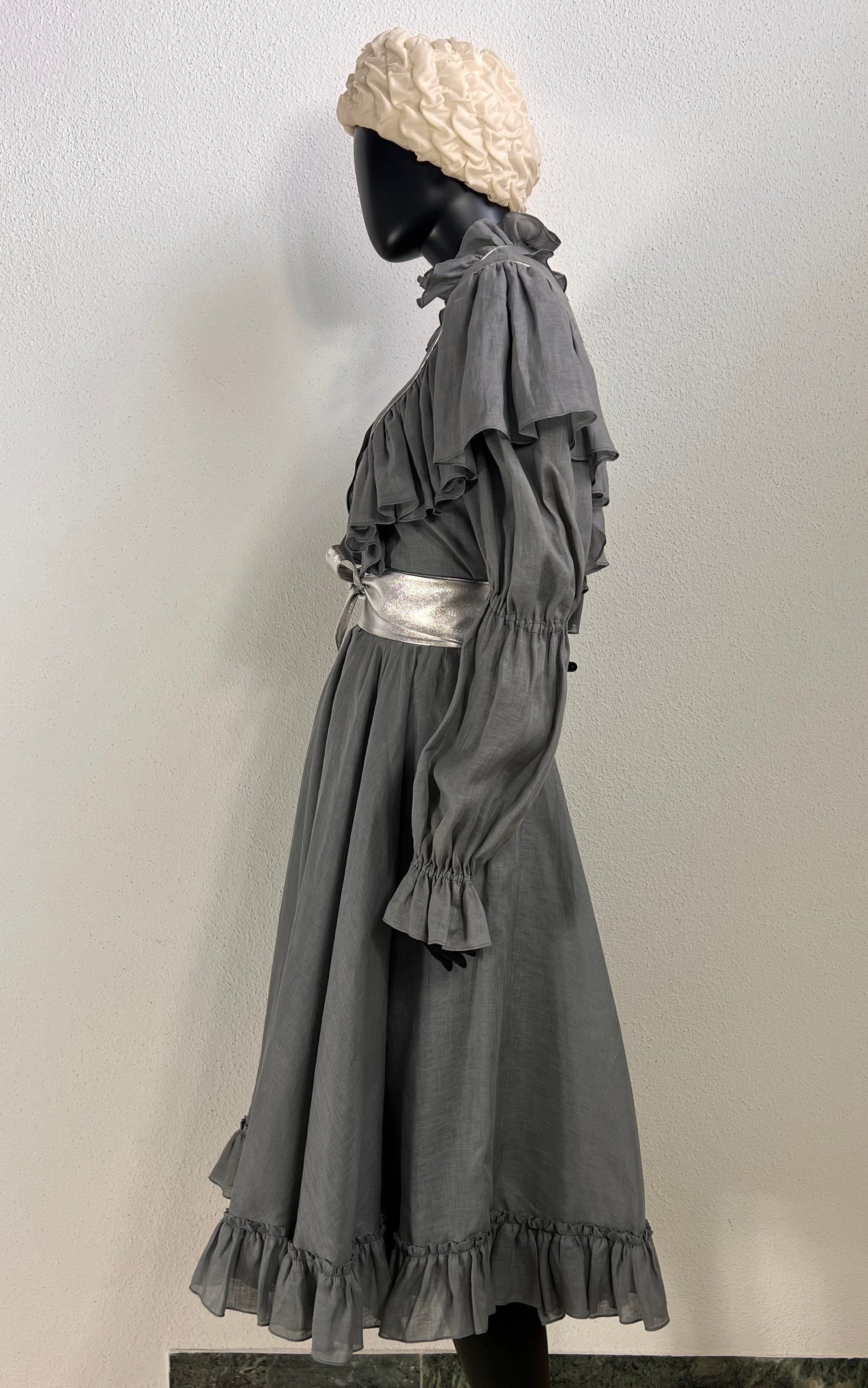 Vintage 80s Jil Sander Linen Ruffle Costume