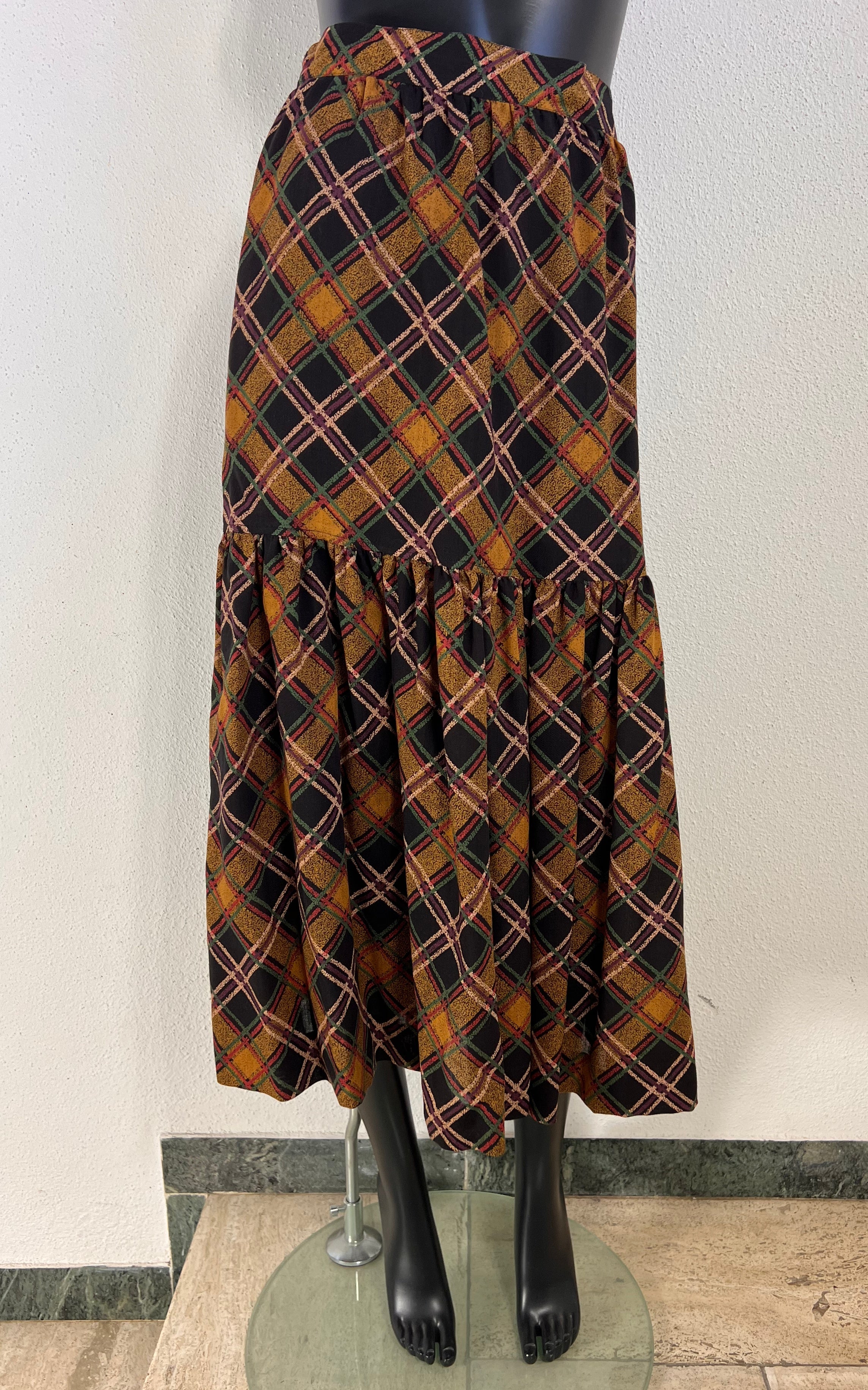 Vintage 70s Yves Saint Laurent Tartan Ruffle Skirt