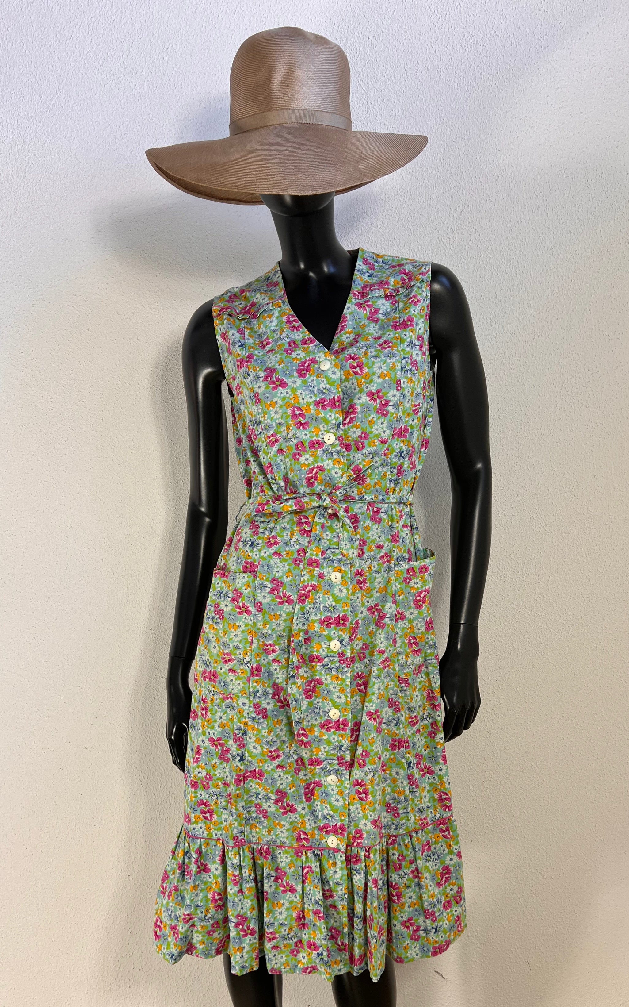 Vintage 70s Apron Flower Dress