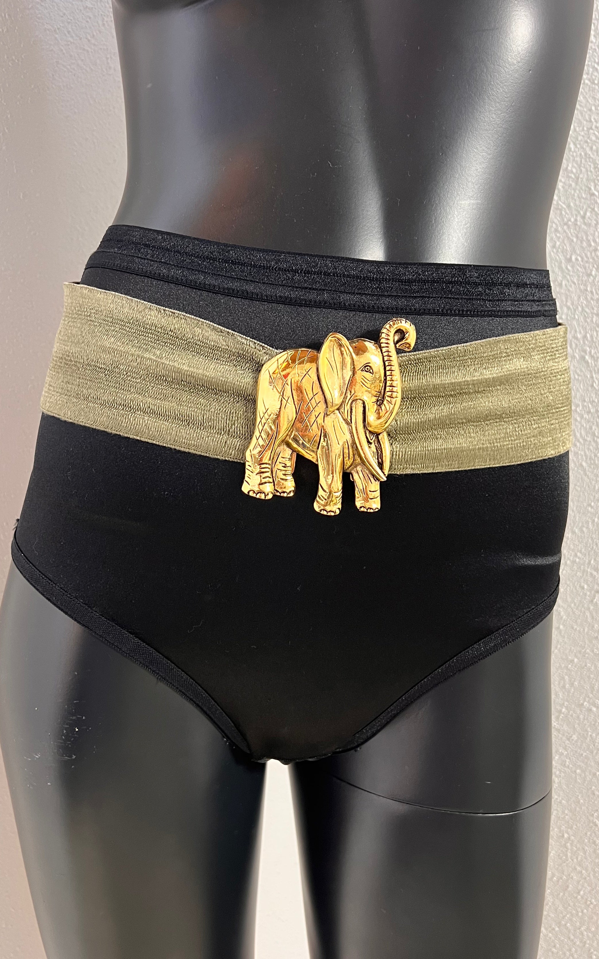 Vintage Sage Elephant Elastic Belt