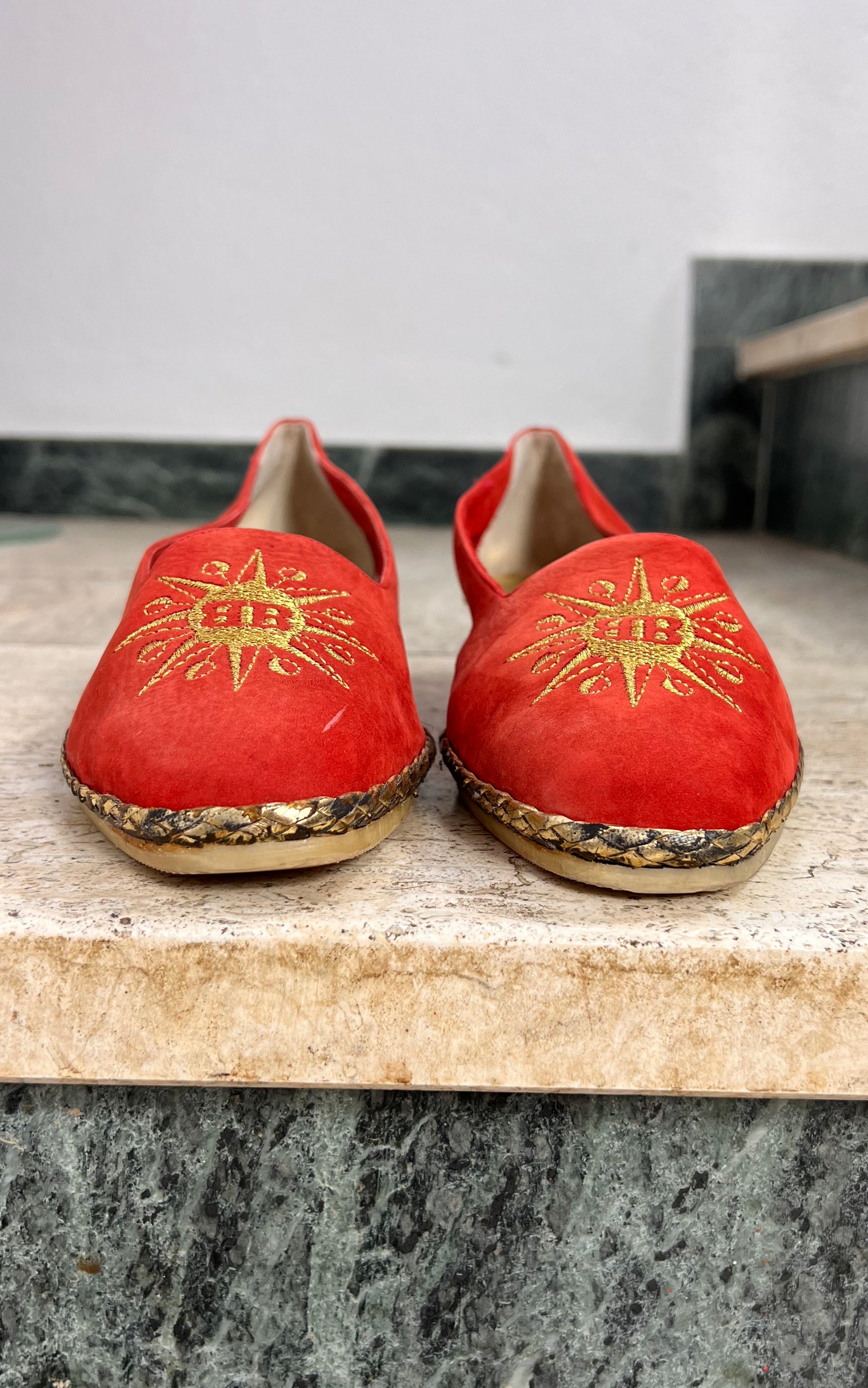 Vintage Bally Sun Motif Wedge Loafers 41