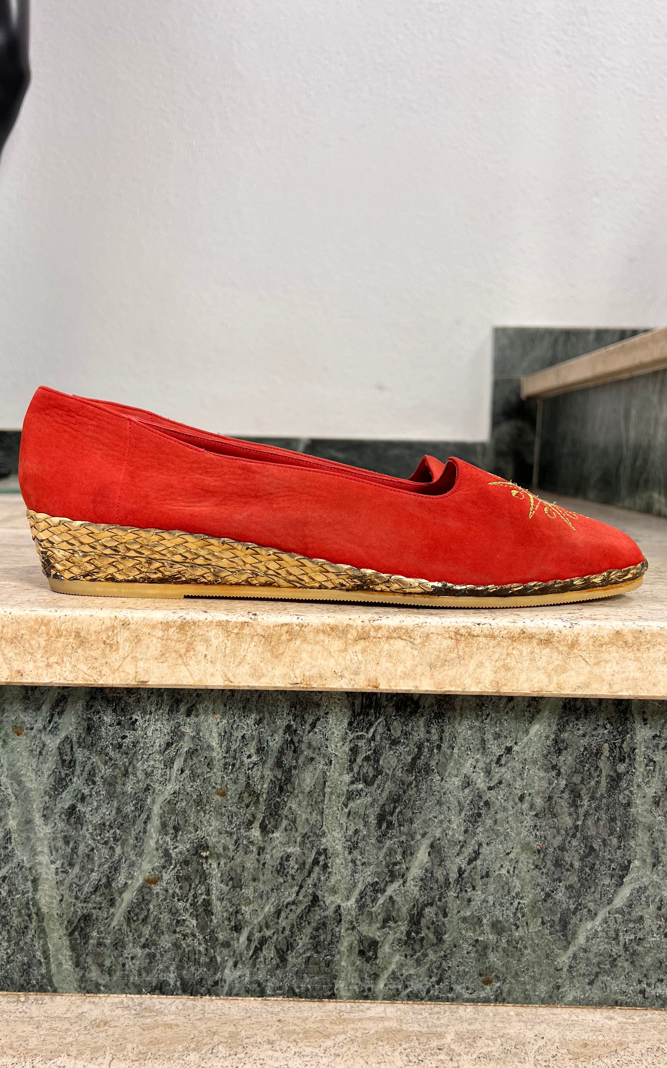 Vintage Bally Sun Motif Wedge Loafers 41