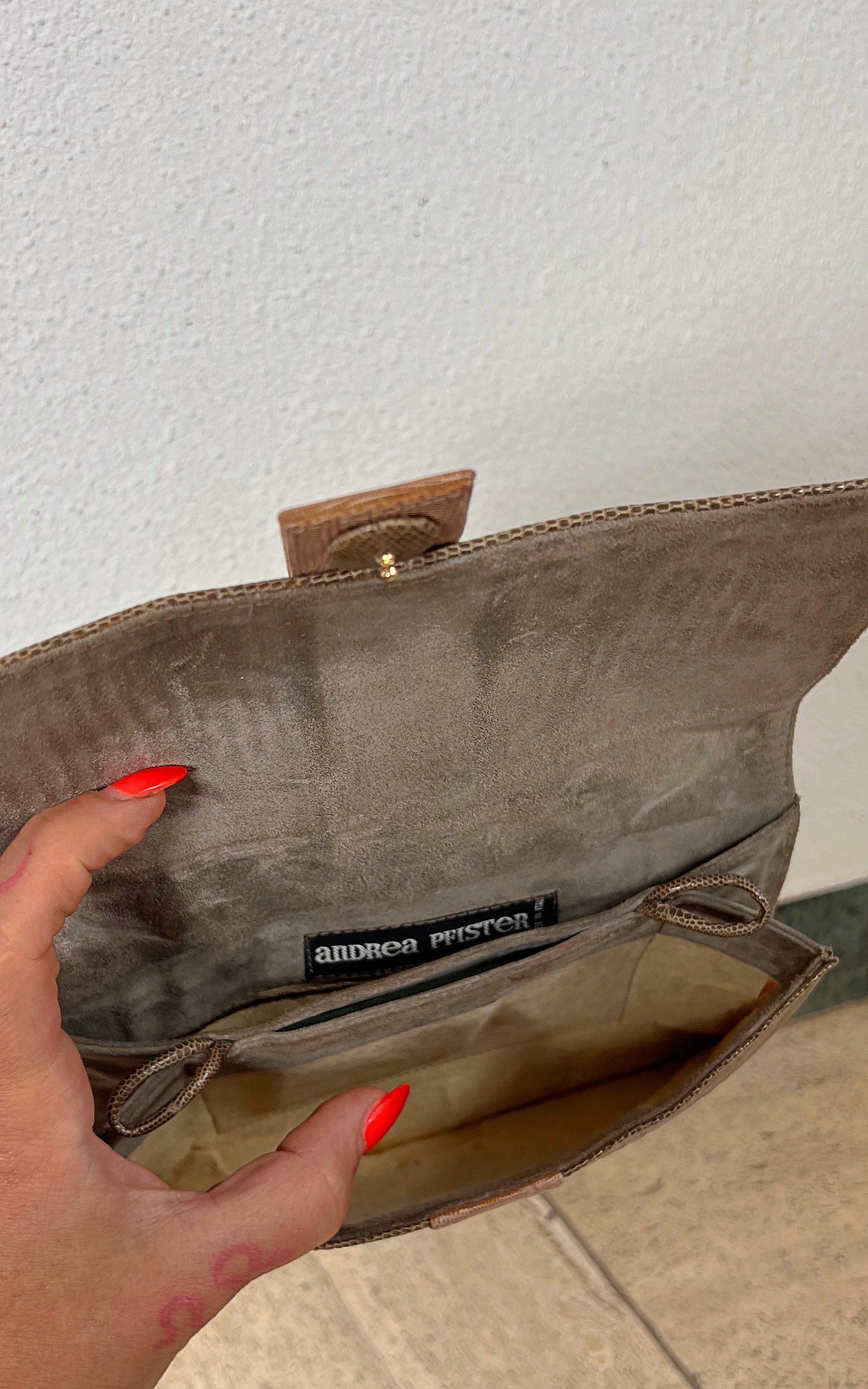 Vintage Andrea Pfister Clutch Bag Taupe