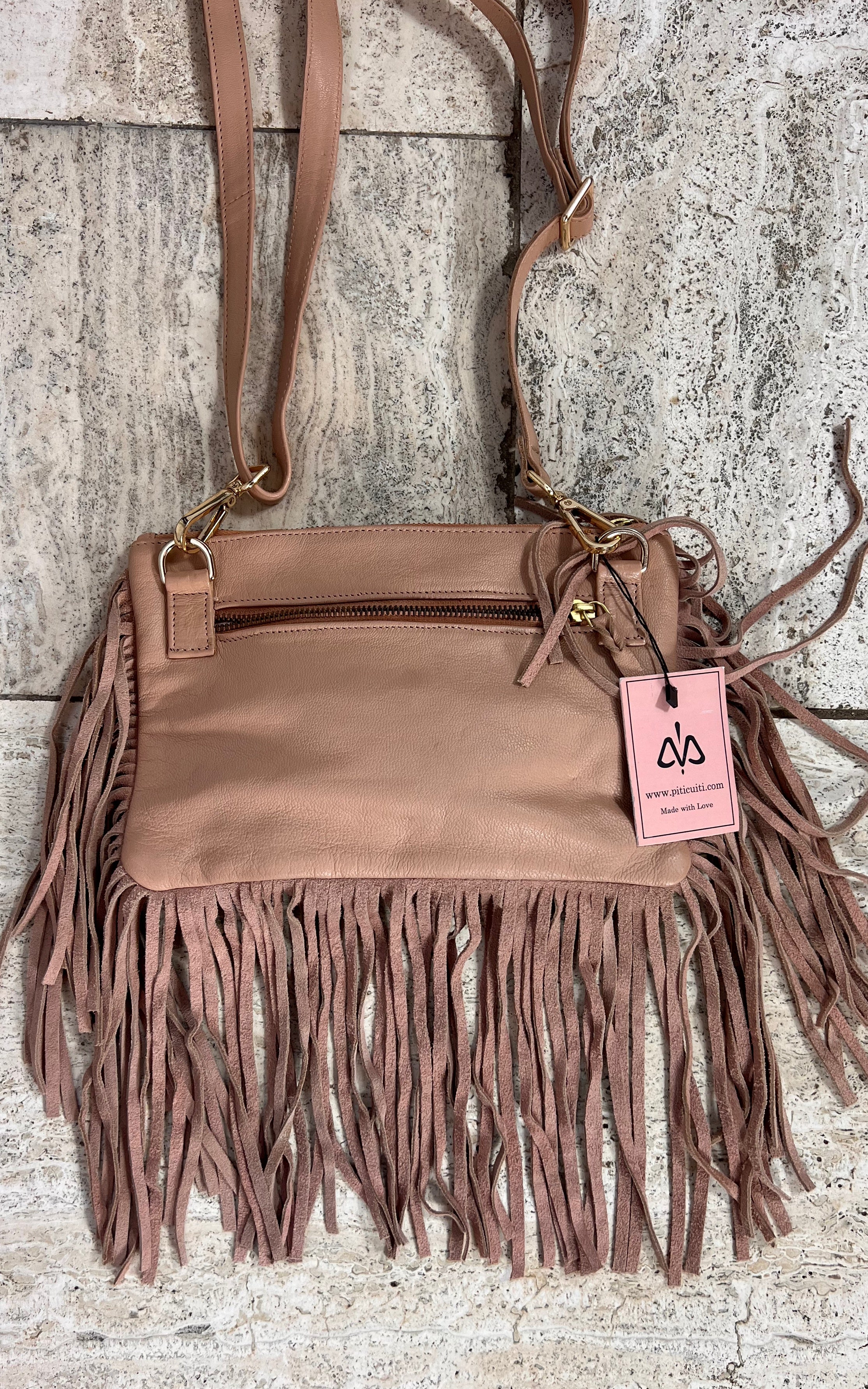Vintage Piticuiti Y2K Fringe Leather And Cowskin Crossbody Bag