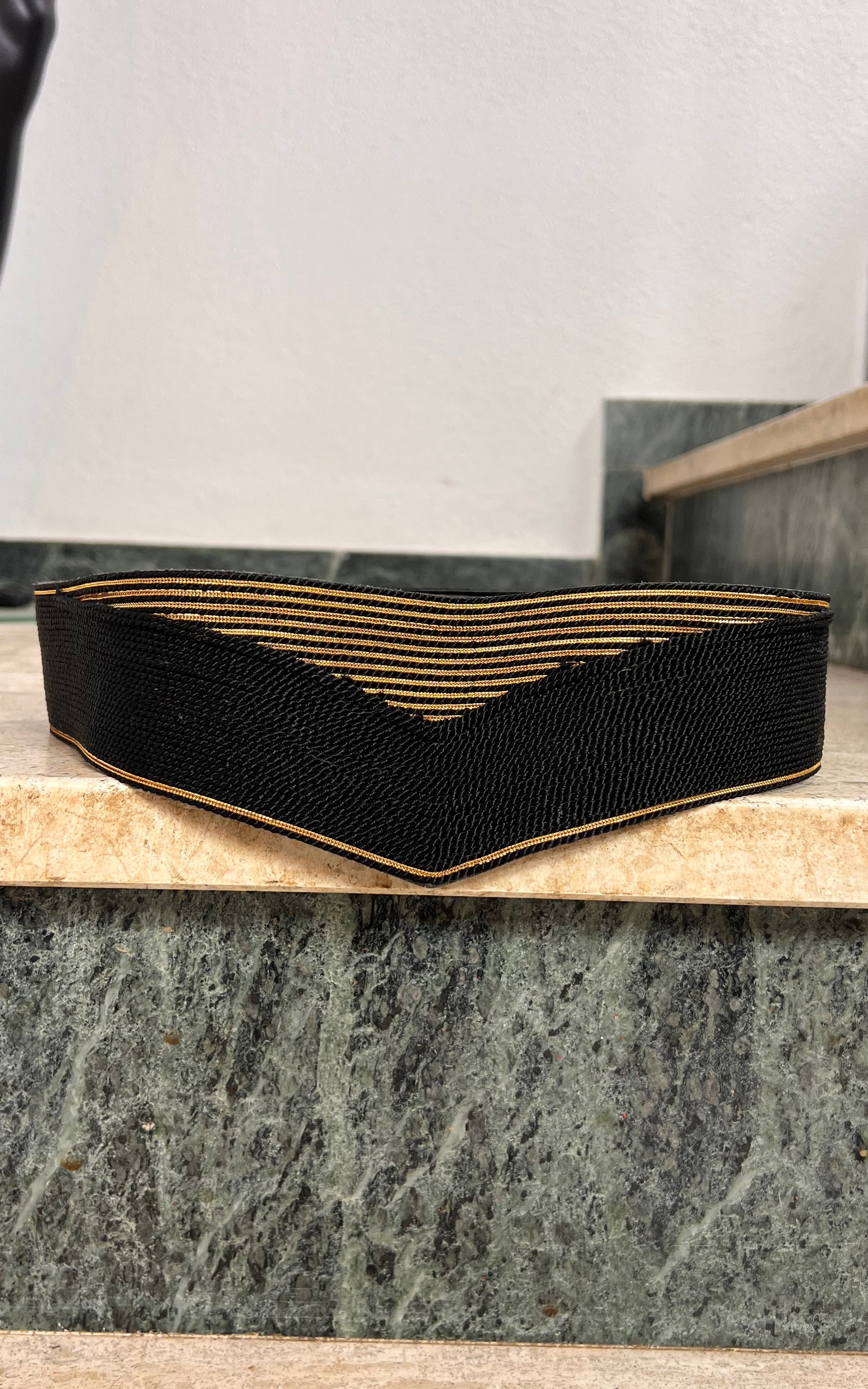 Vintage 70s Black and Gold Cord Belt