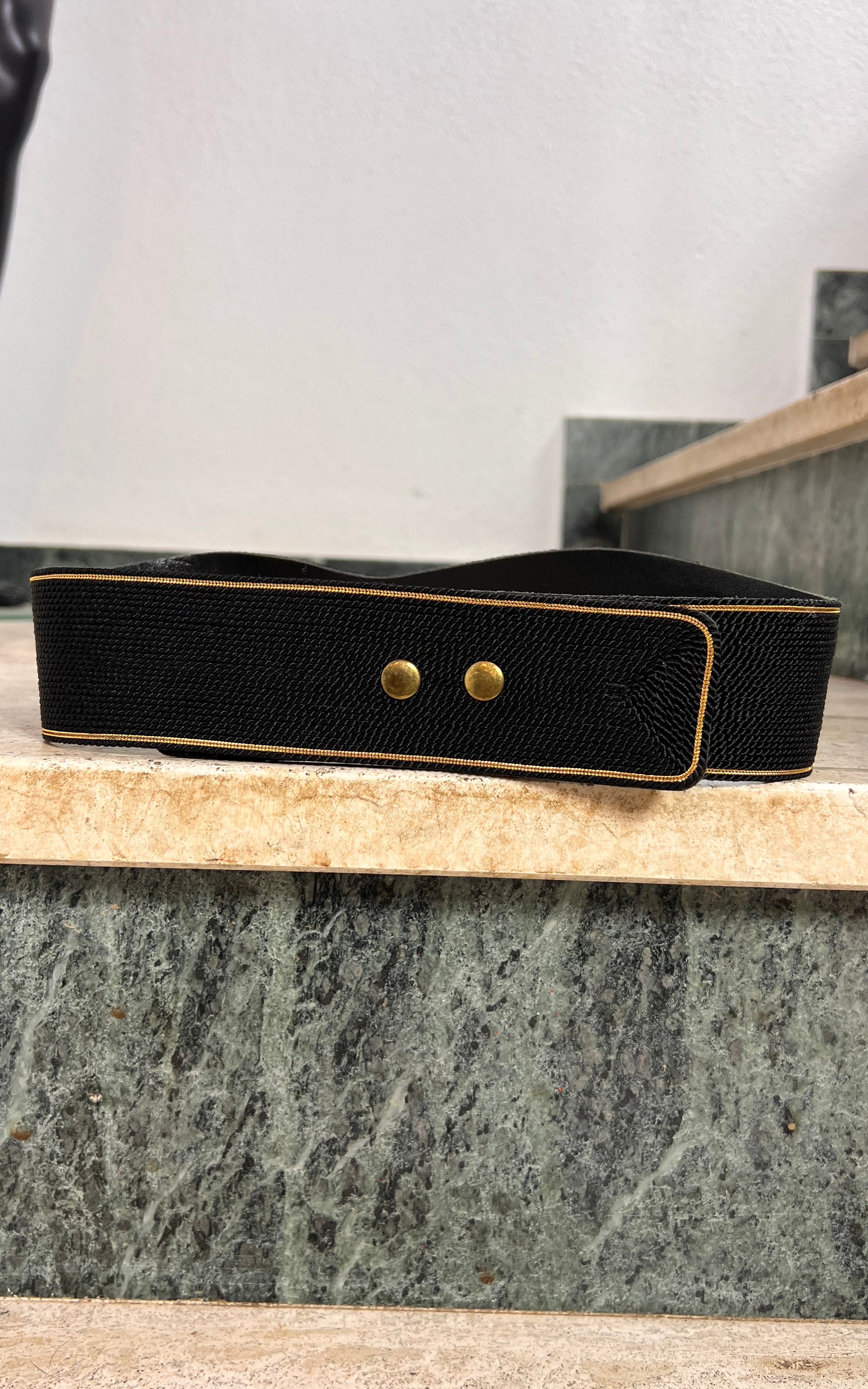 Vintage 70s Black and Gold Cord Belt