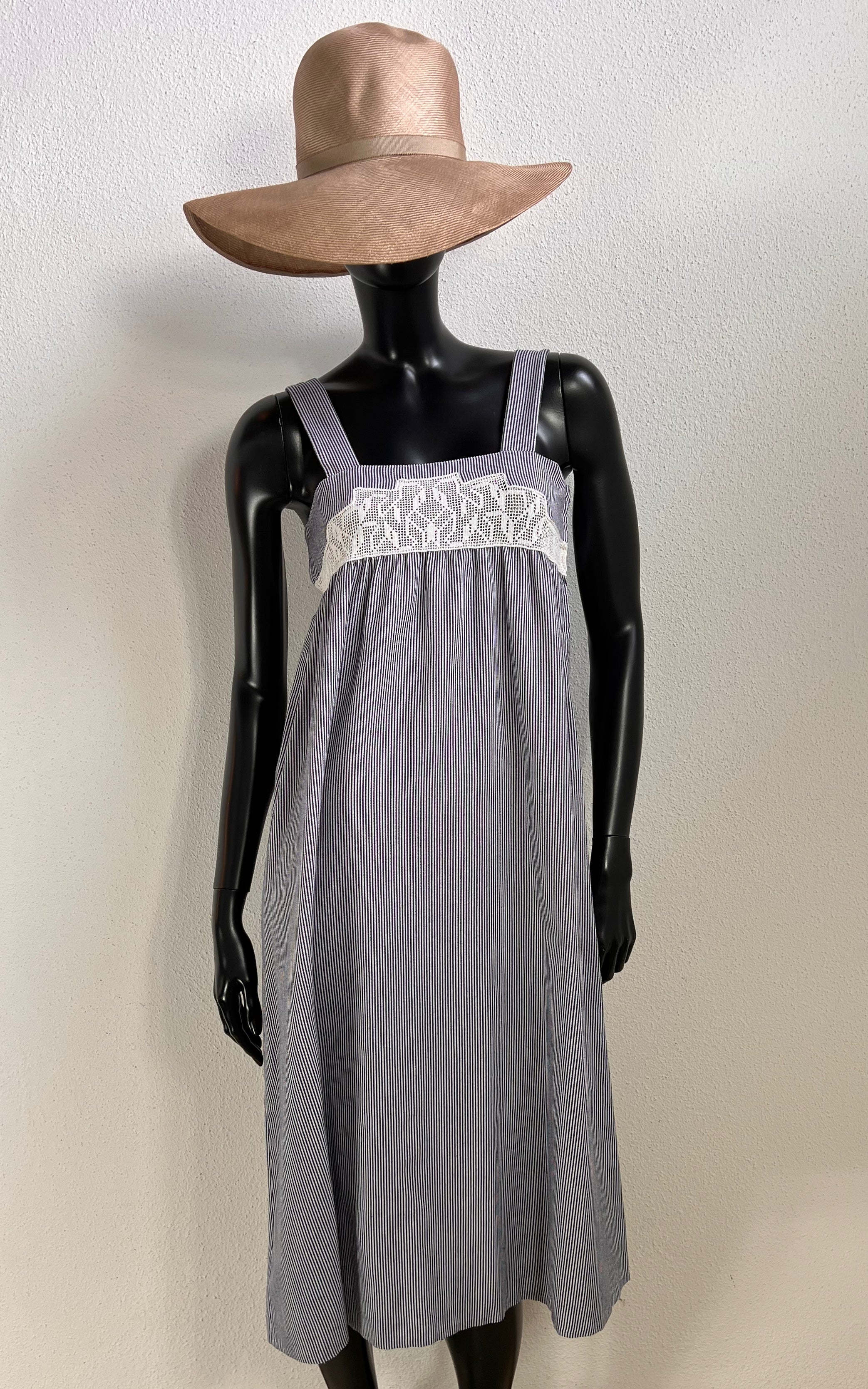Vintage 70s Romantic Stripe Dress Dress