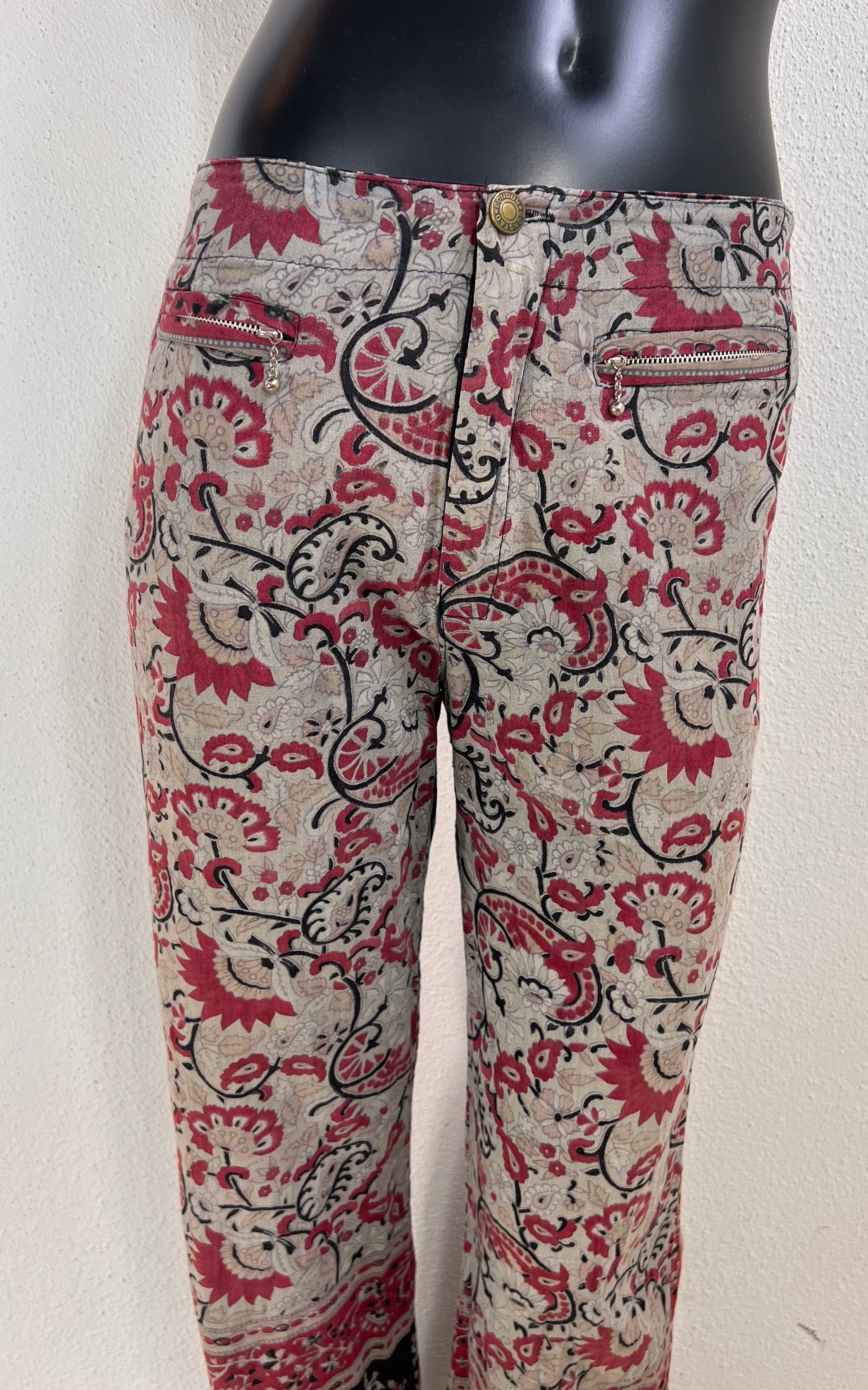 Vintage 90s Constad London Block Print Low Waist Flare