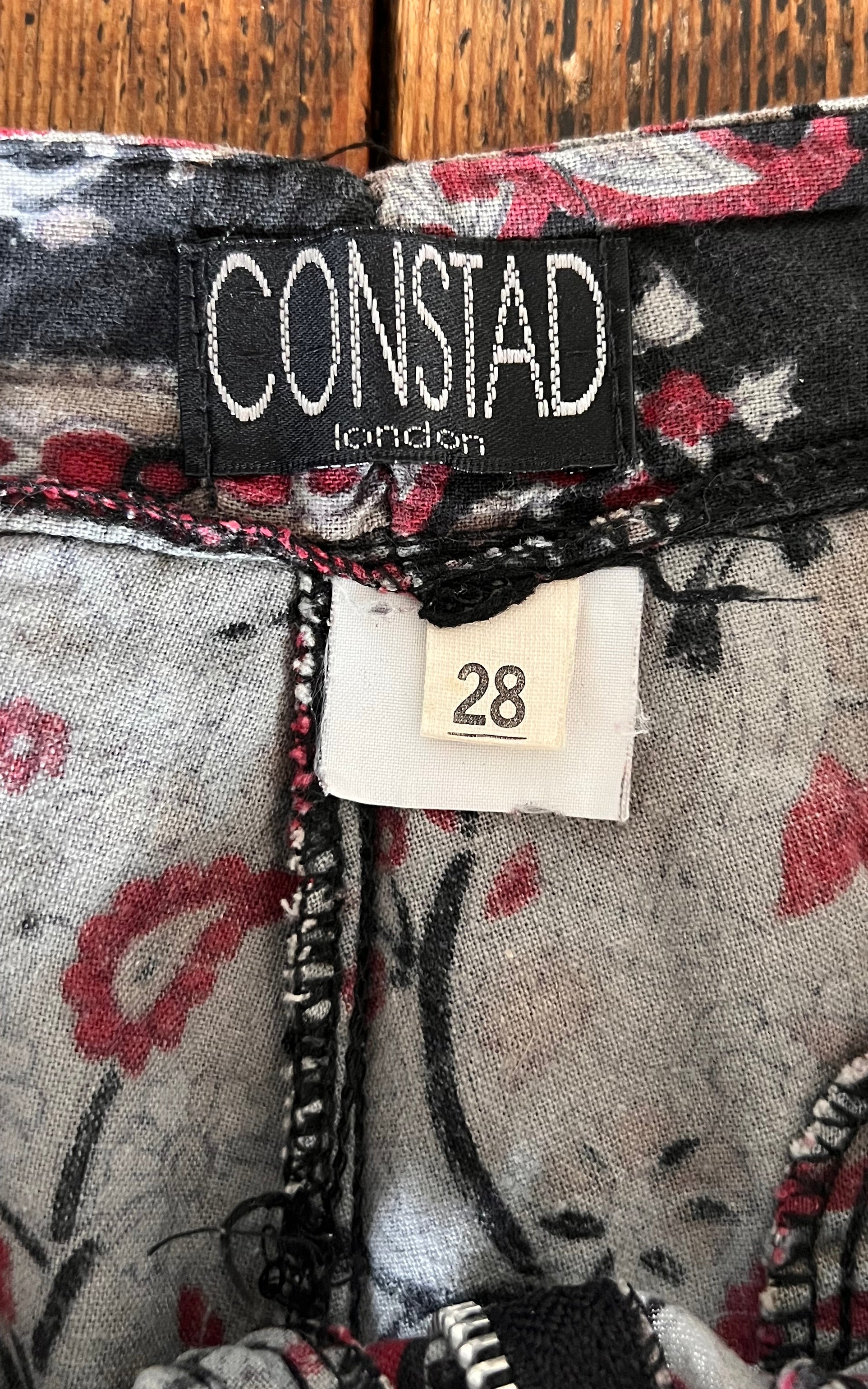 Vintage 90s Constad London Block Print Low Waist Flare