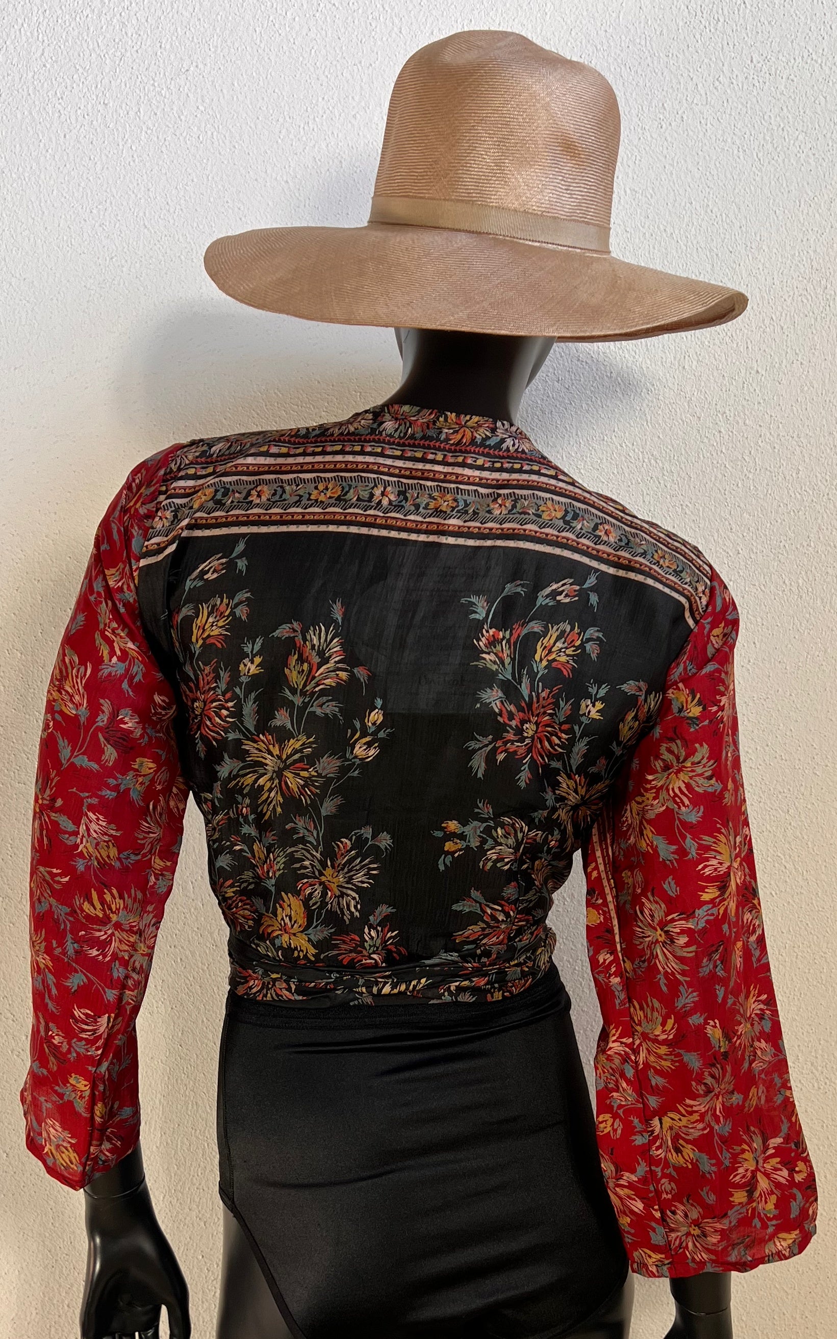 Recycled Sari-Silk Cropped Wrap Shirt