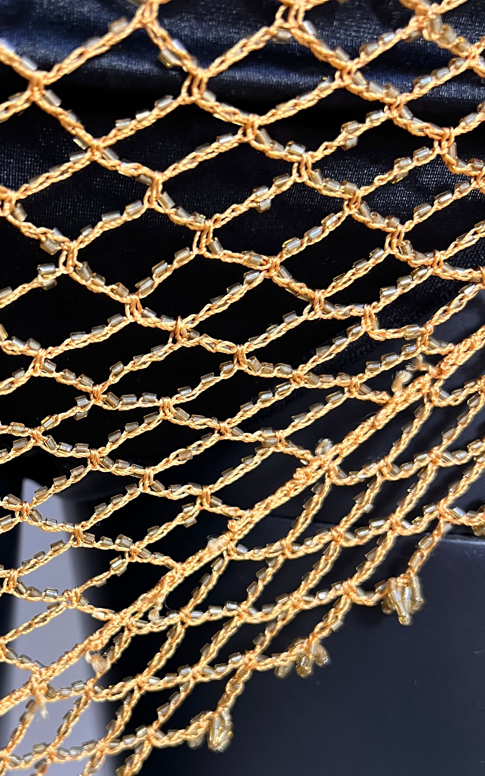 Vintage Breaded Crochet Hip Scarf