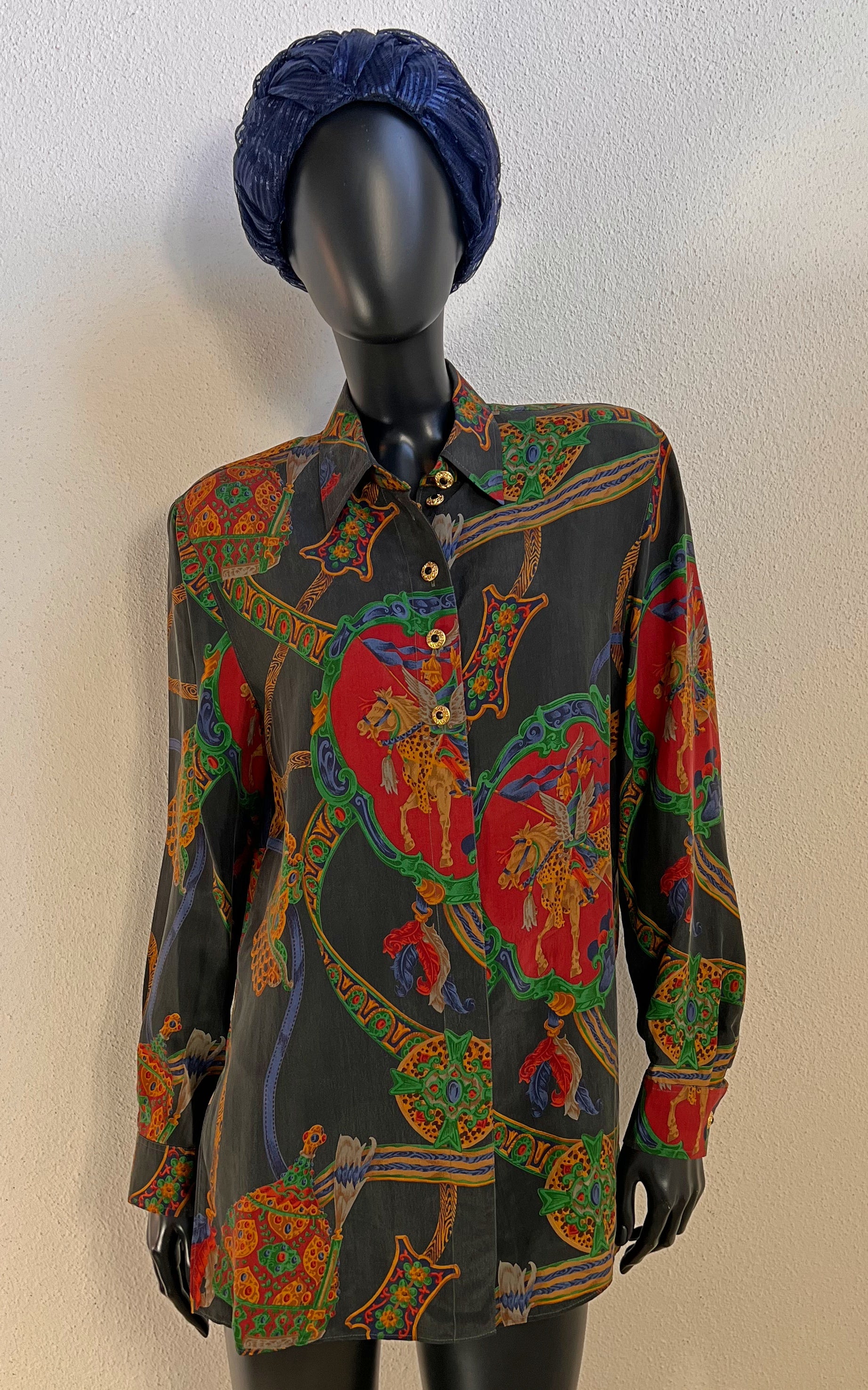 Vintage 90s Erfo Equestrian Cupro Blouse