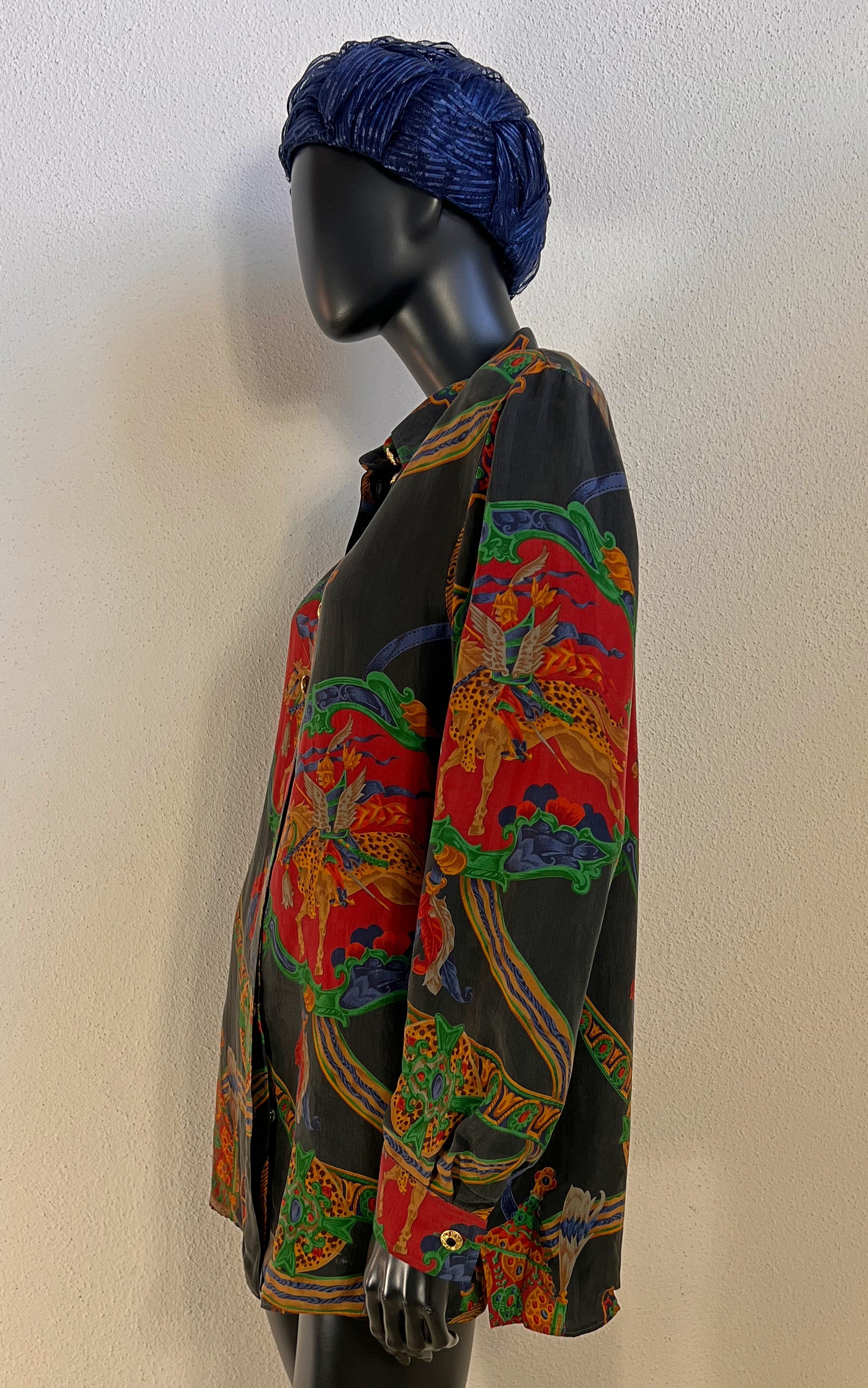 Vintage 90s Erfo Equestrian Cupro Blouse