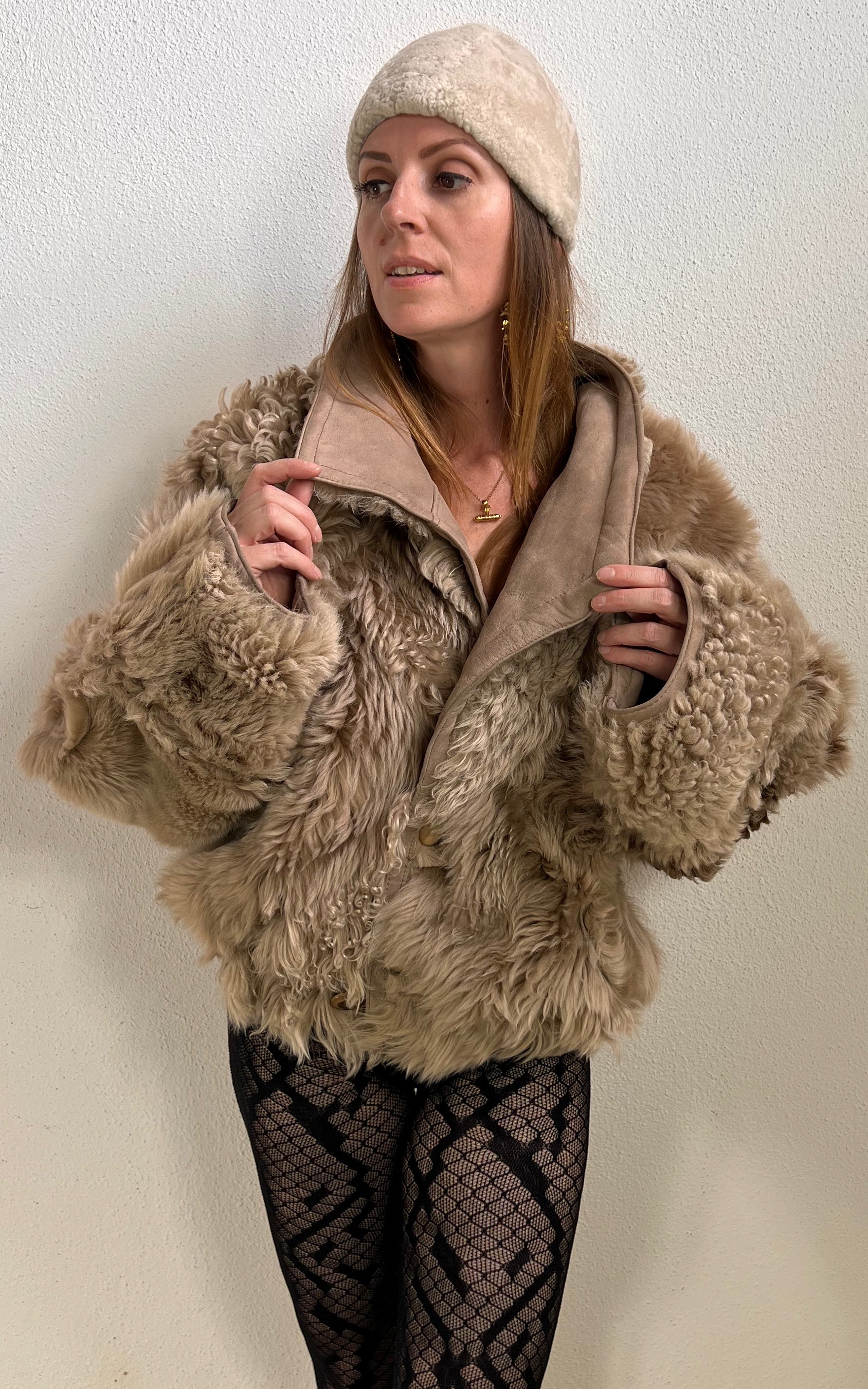 Reworked Curly Lamb Shearling Jacket