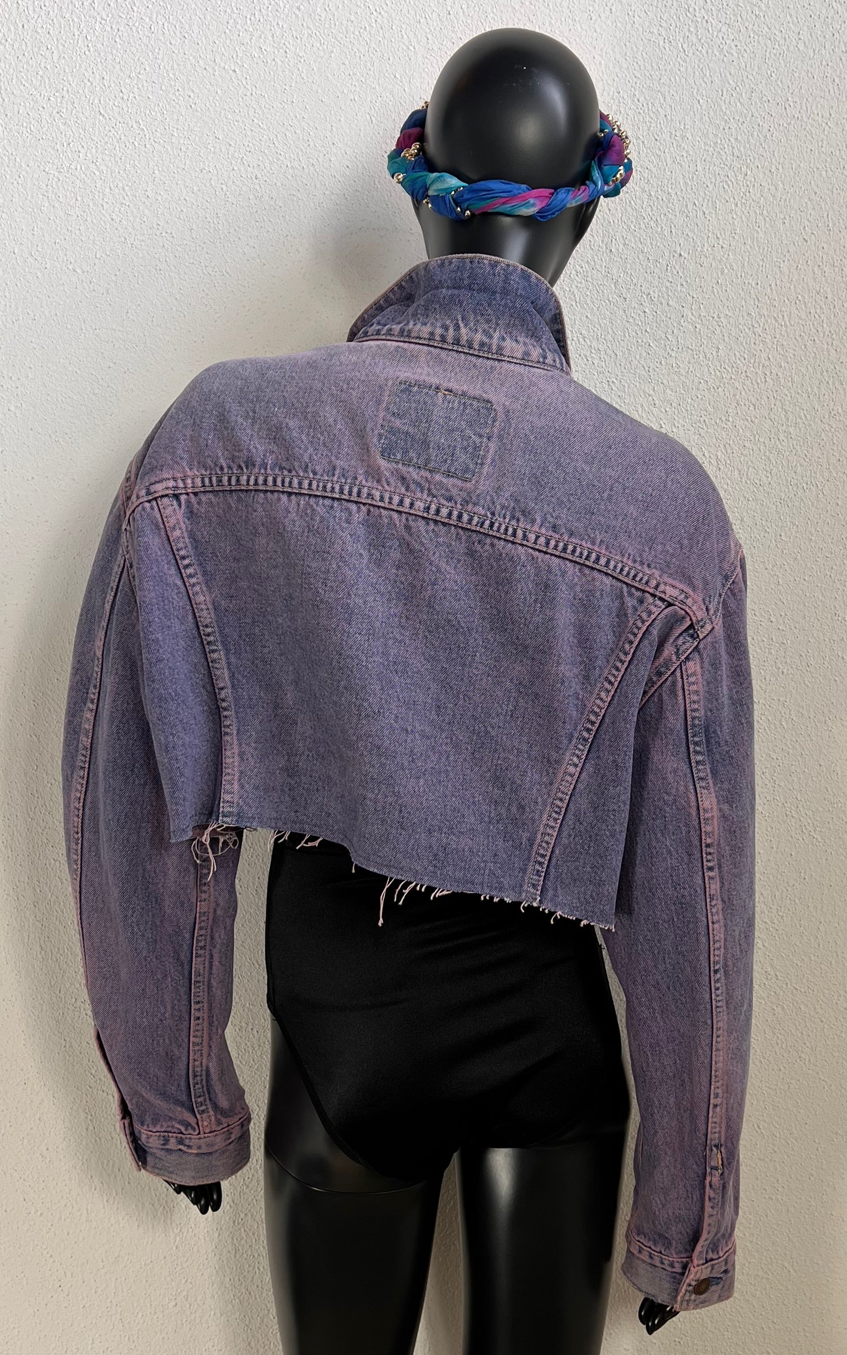 Vintage Cropped Levis Jacket Pink Acid Wash