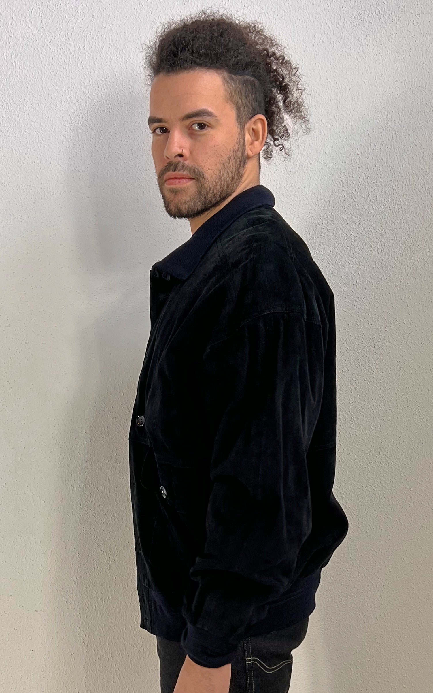 Vintage MENS Darkblue Suede Blouson Jacket